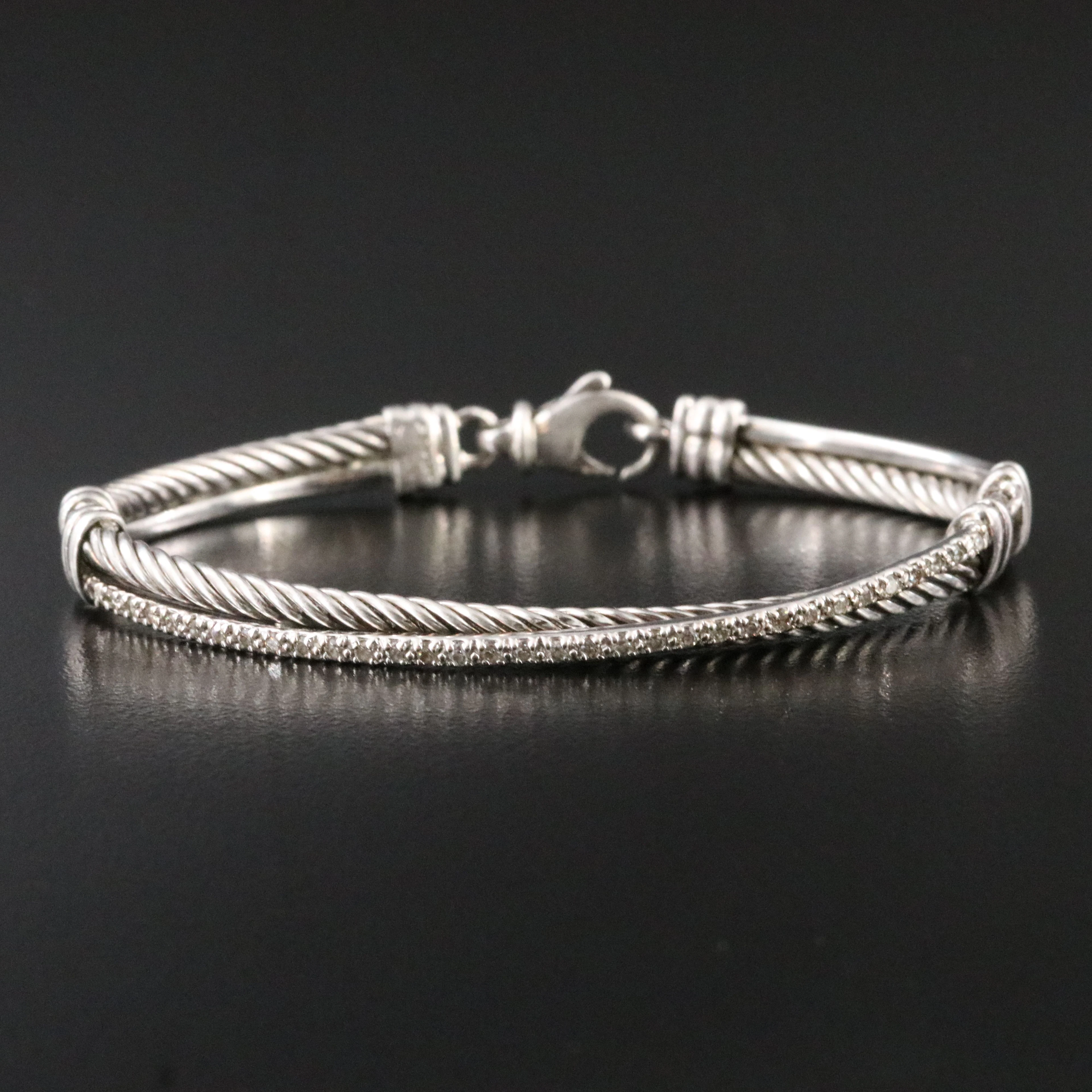 David Yurman Crossover Sterling 0.50 CTW Diamond Bracelet with 14K Accent