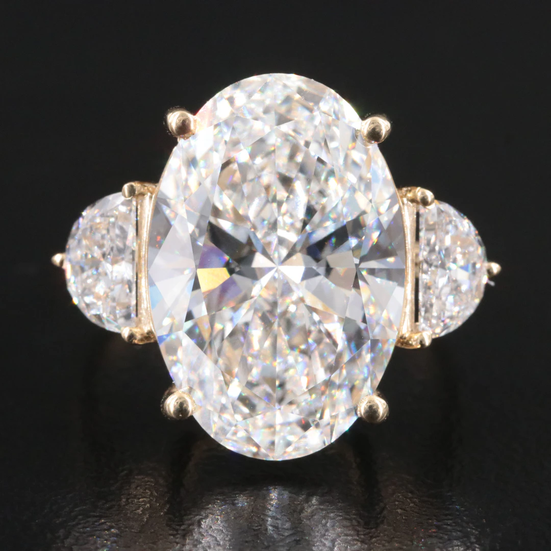 14K 11.10 CTW Lab Grown Diamond Three Stone Ring with IGI Report