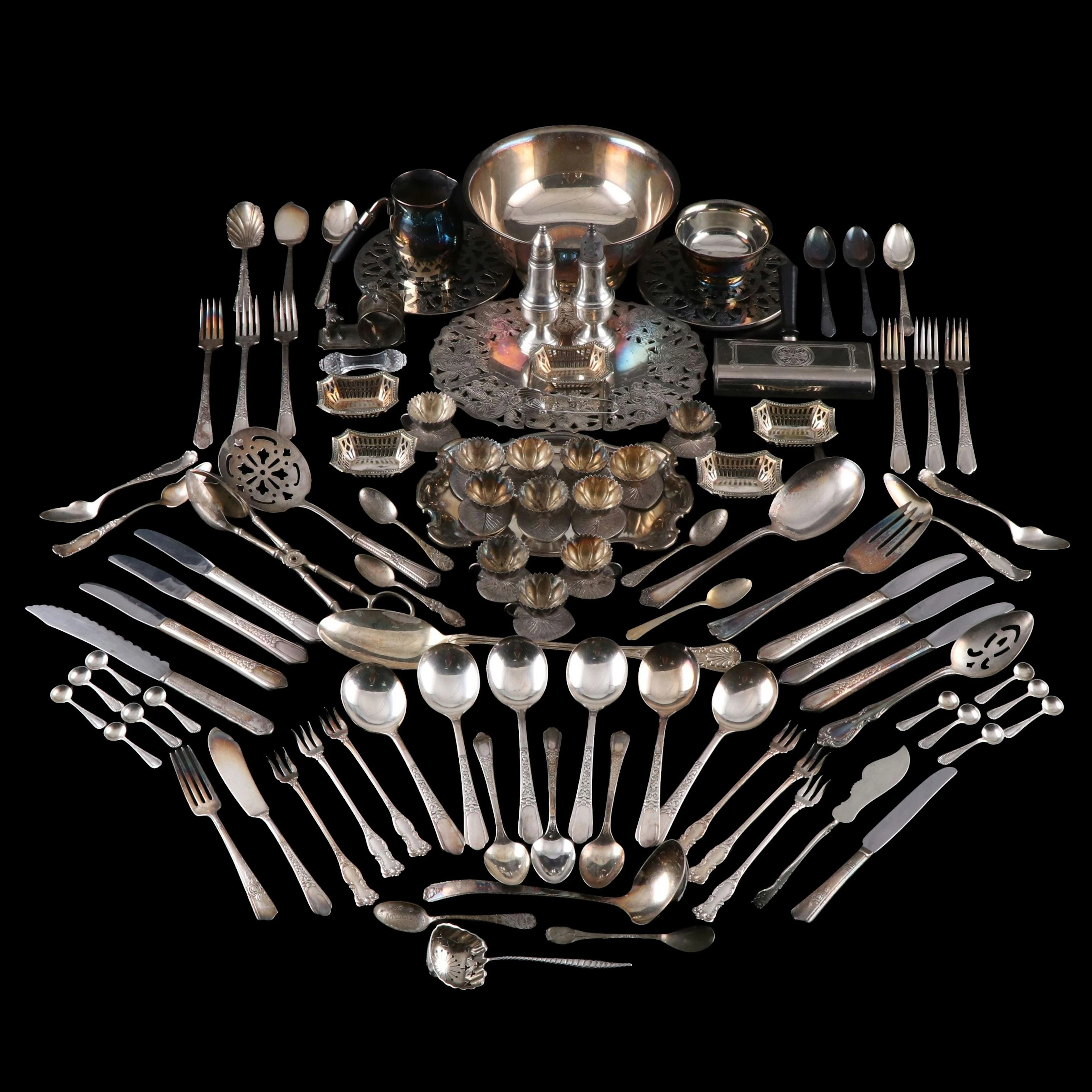 Sterling Silver Sugar Sifter, Tongs and More Sterling and Silver Plate