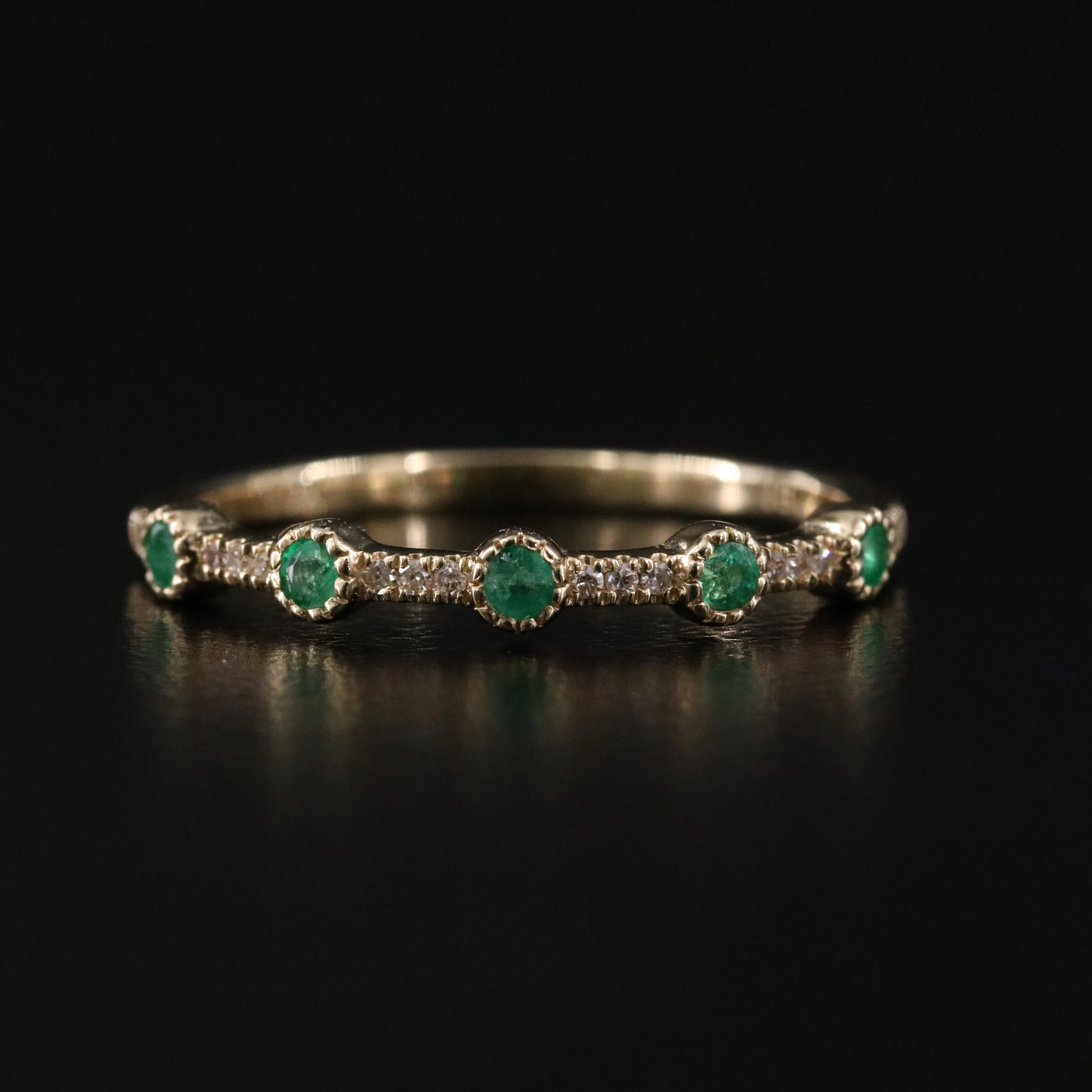 10K Emerald and Diamond Ring