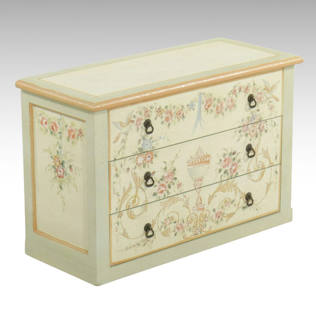 Valerie Hand-Painted Three-Drawer Chest with Textured Finish