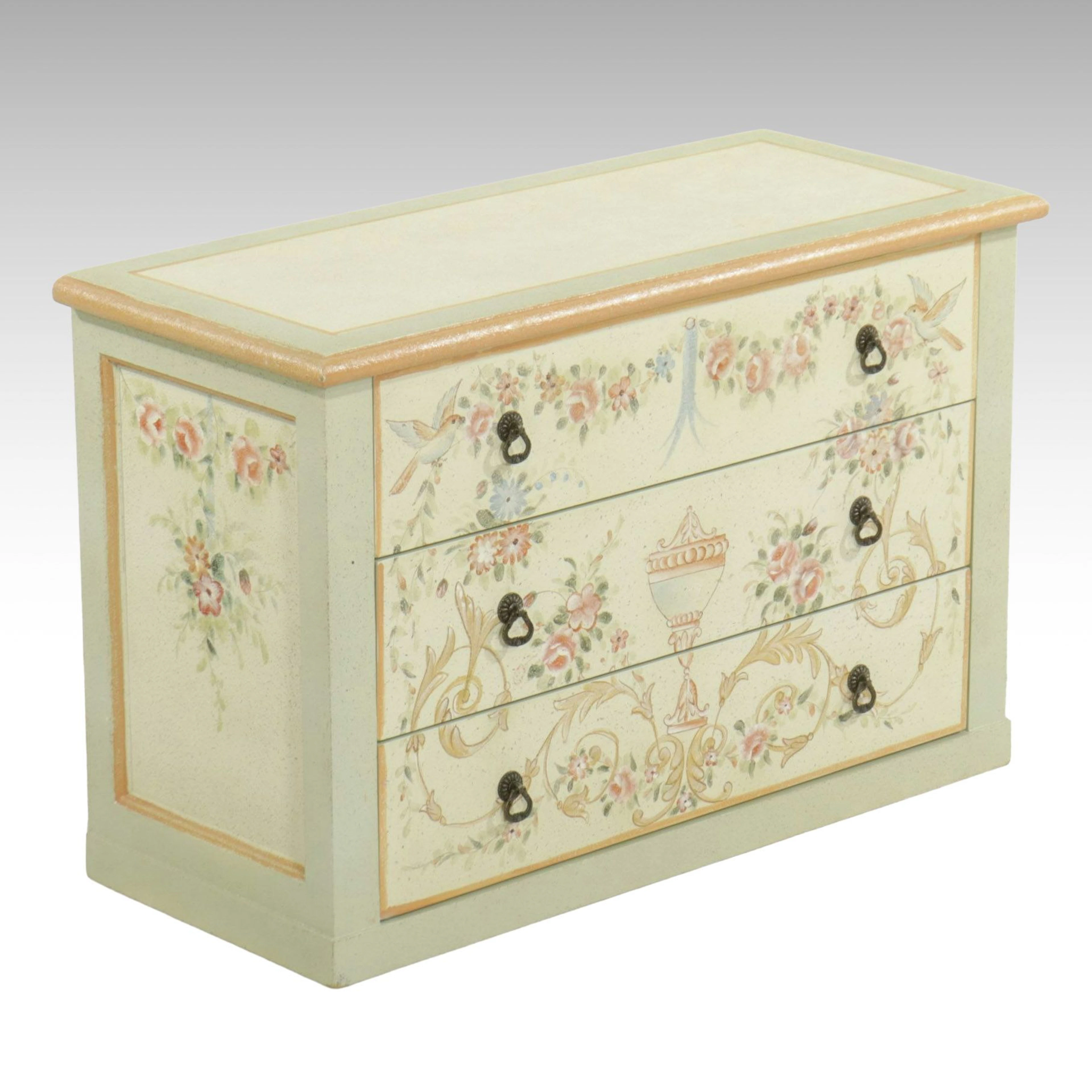 Valerie Hand-Painted Three-Drawer Chest with Textured Finish