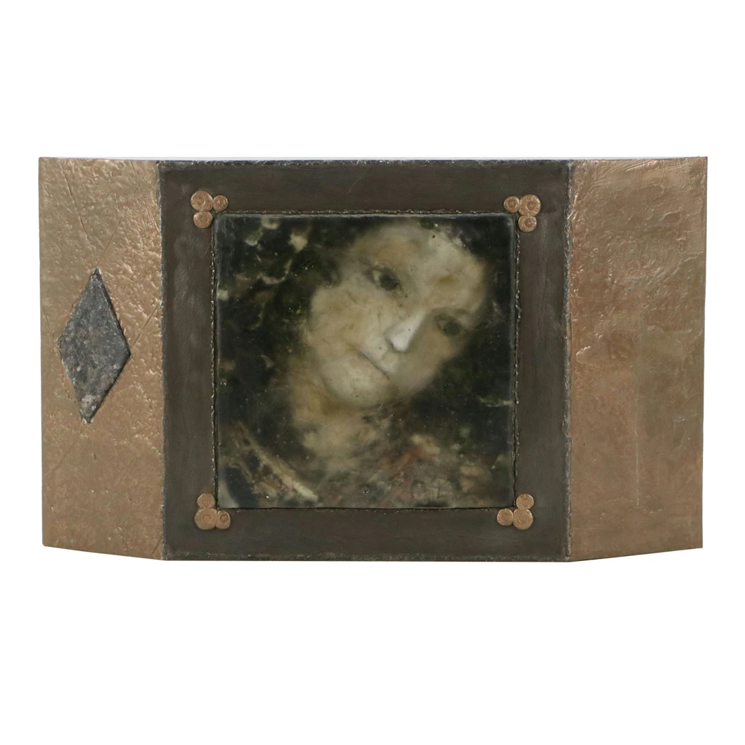 Mixed Media Sculpture of Female Bust Embedded in Resin, 1997