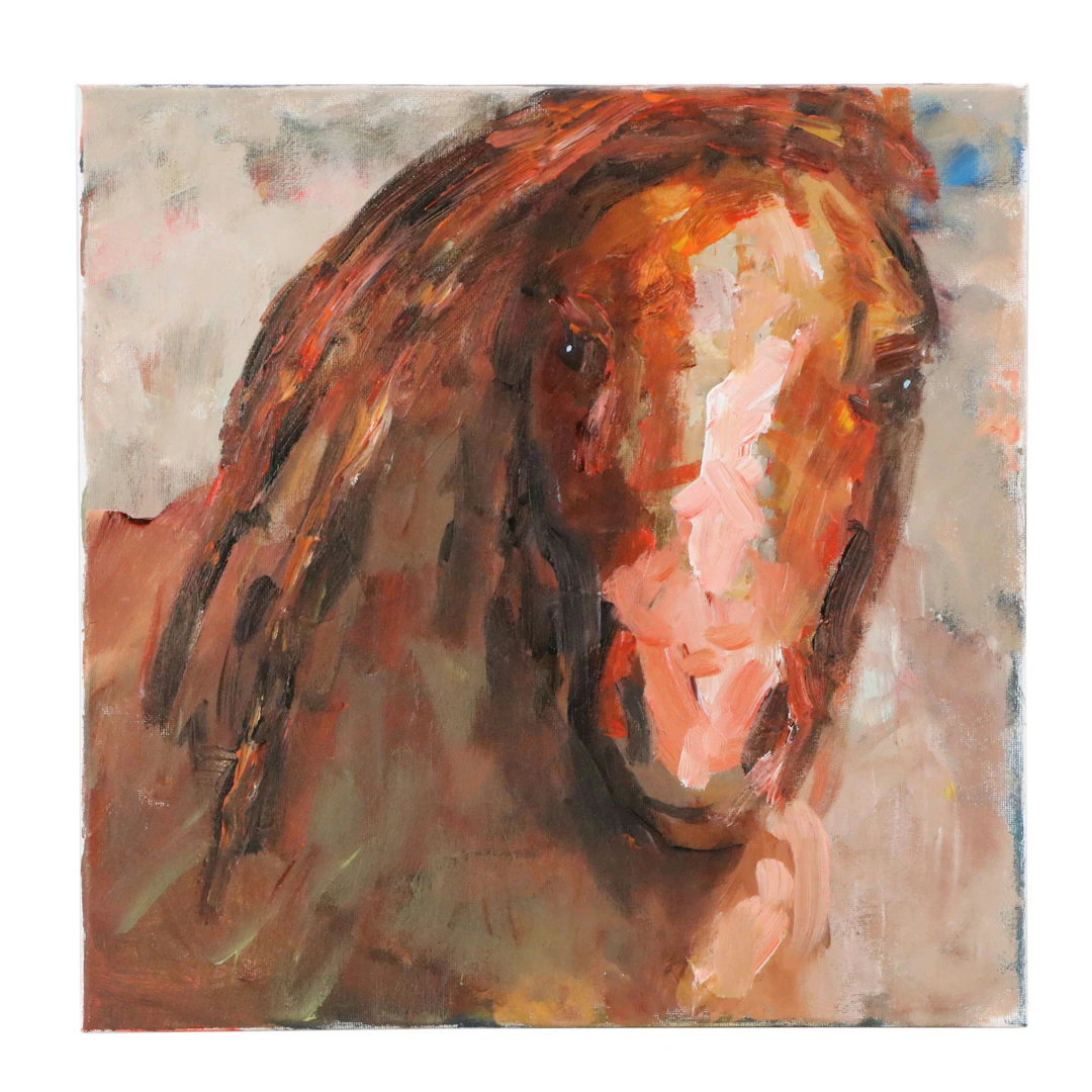 Elle Raines Stylized Acrylic Painting "Horse," 21st Century