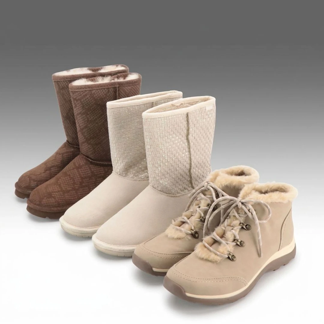 Bearpaw Eliana Snakeskin Embossed Boots, Skechers Shelby's Iceland Boots, More