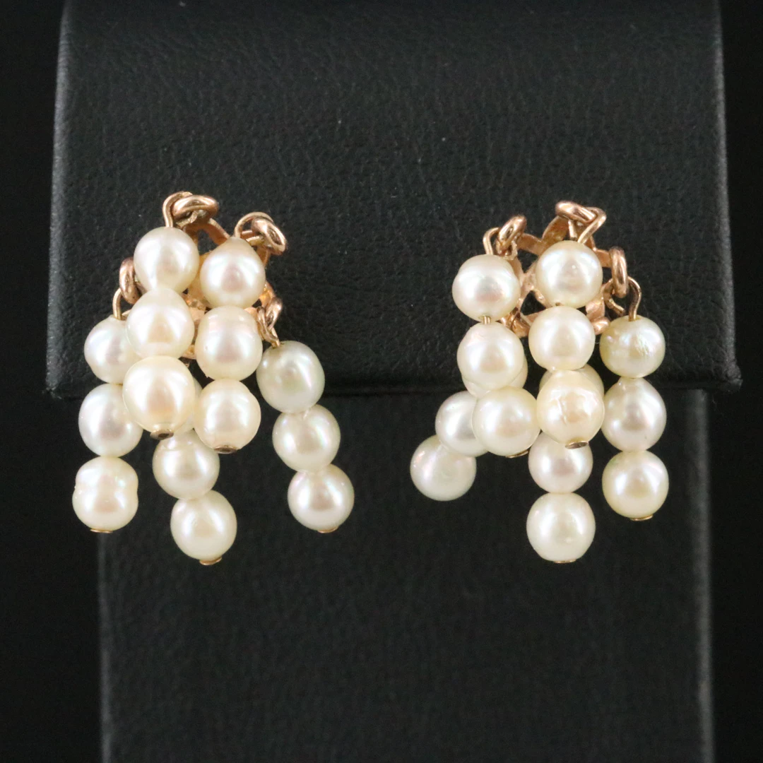 14K Pearl Dangle Earrings