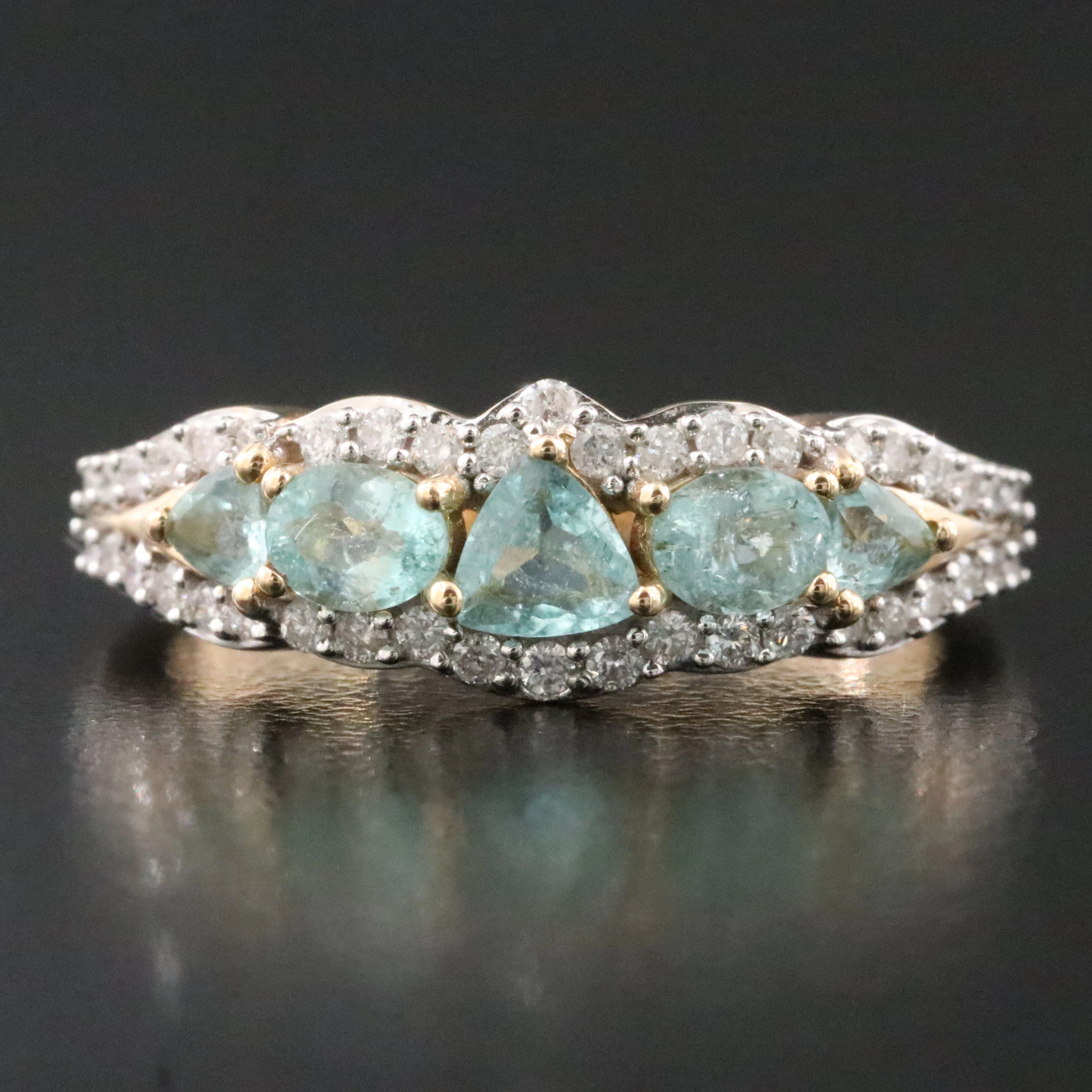 14K Aquamarine and Diamond Ring