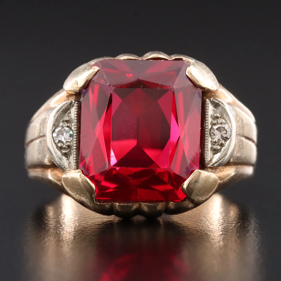 Vintage 10K Ruby and Diamond Ring
