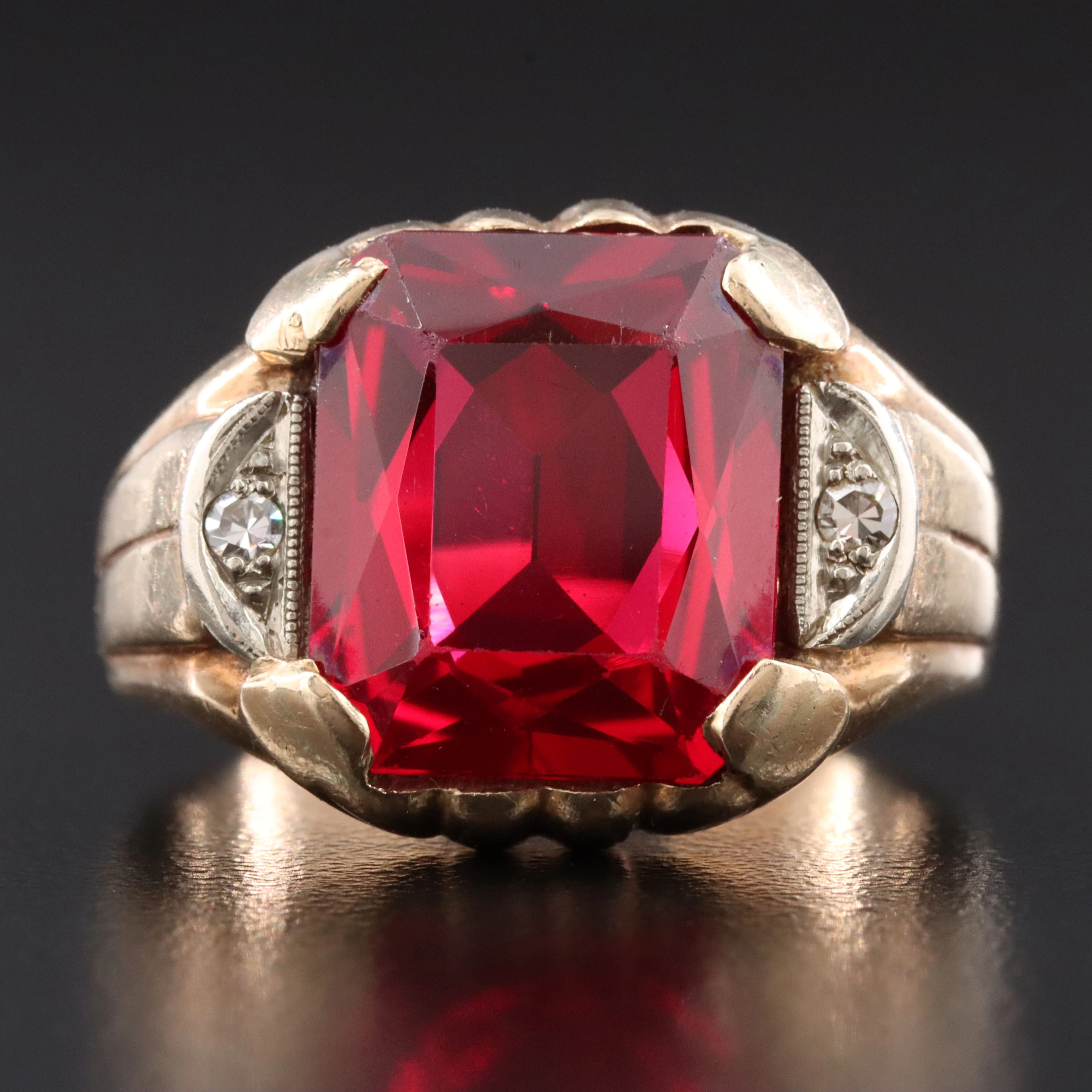 Vintage 10K Ruby and Diamond Ring