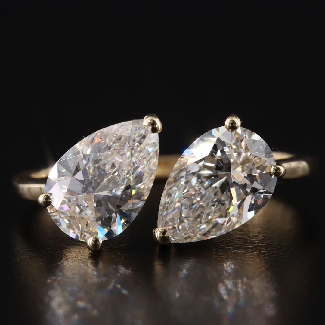 14K 3.02 CTW Lab Grown Diamond Toi et Moi Ring with IGI Report