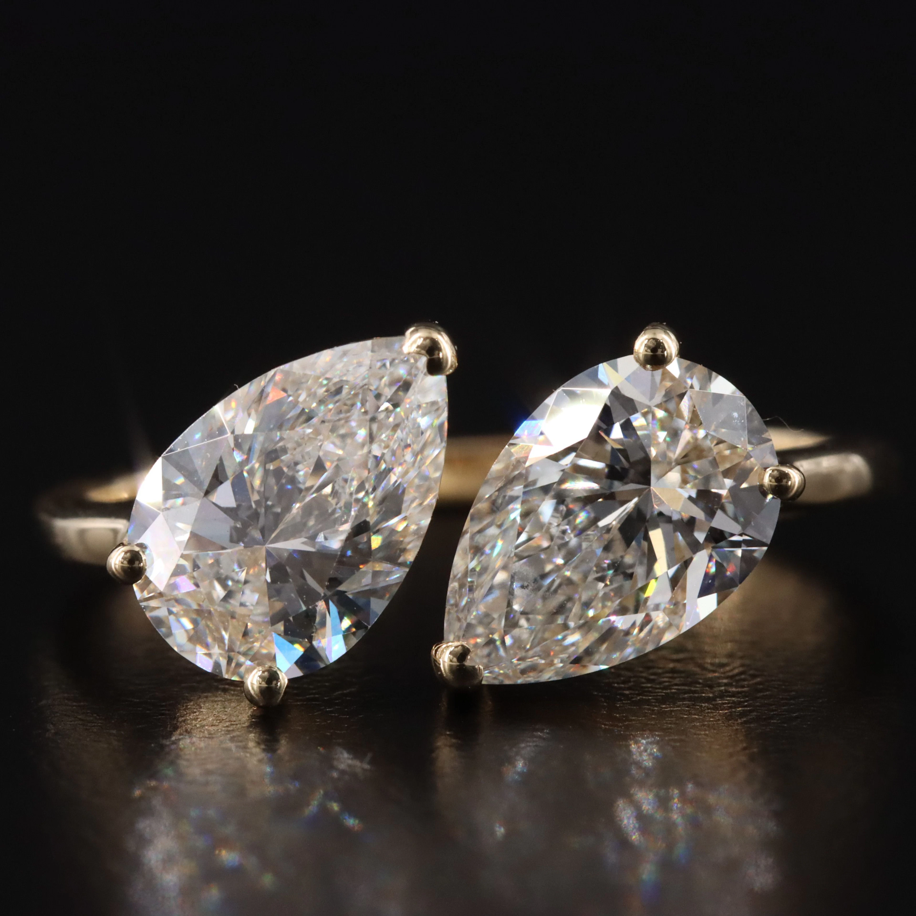 14K 3.02 CTW Lab Grown Diamond Toi et Moi Ring with IGI Report