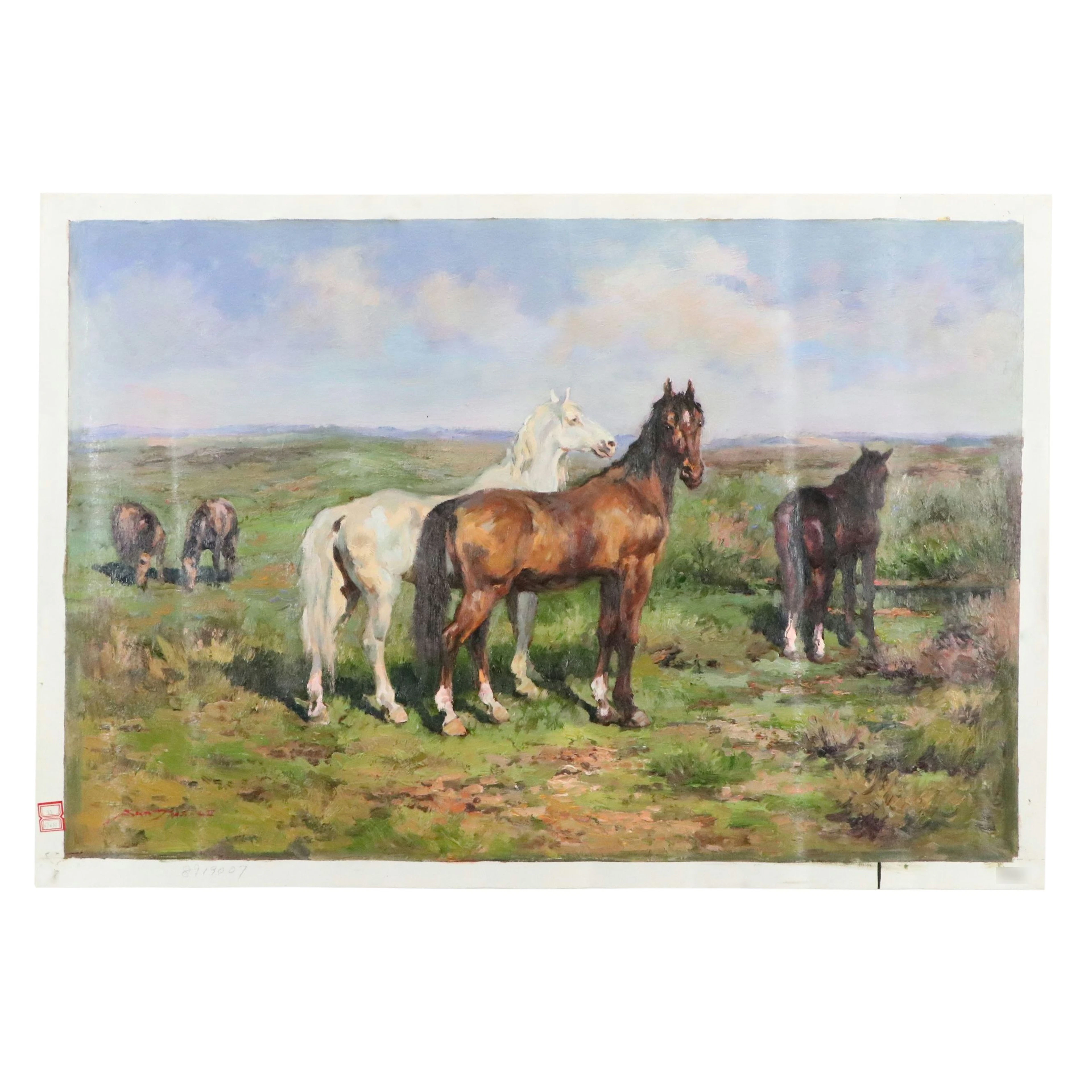 After Rosa Bonheur Oil Painting "Horses in a Field"