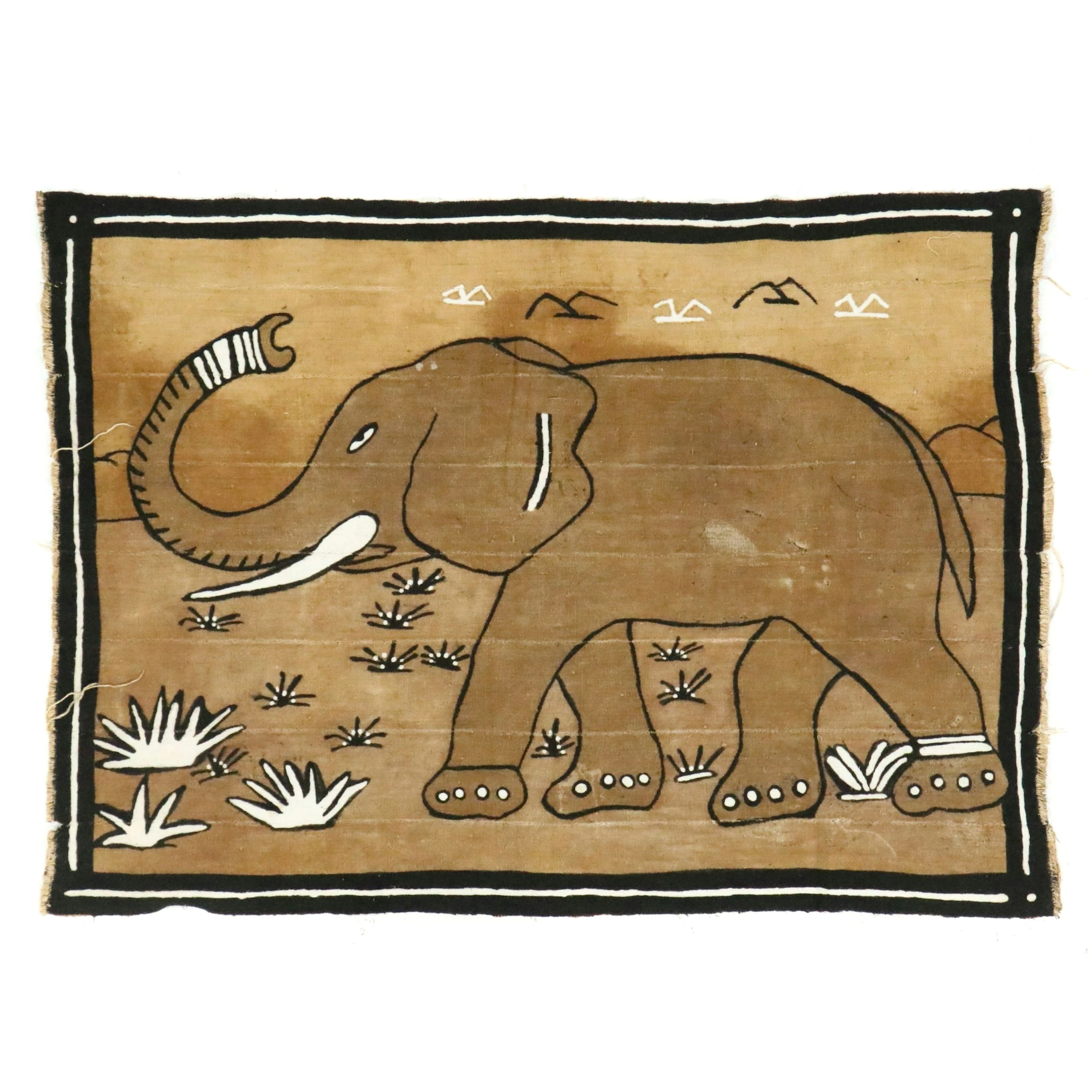 West African Bogolanfini Mud-Print Woven Panel