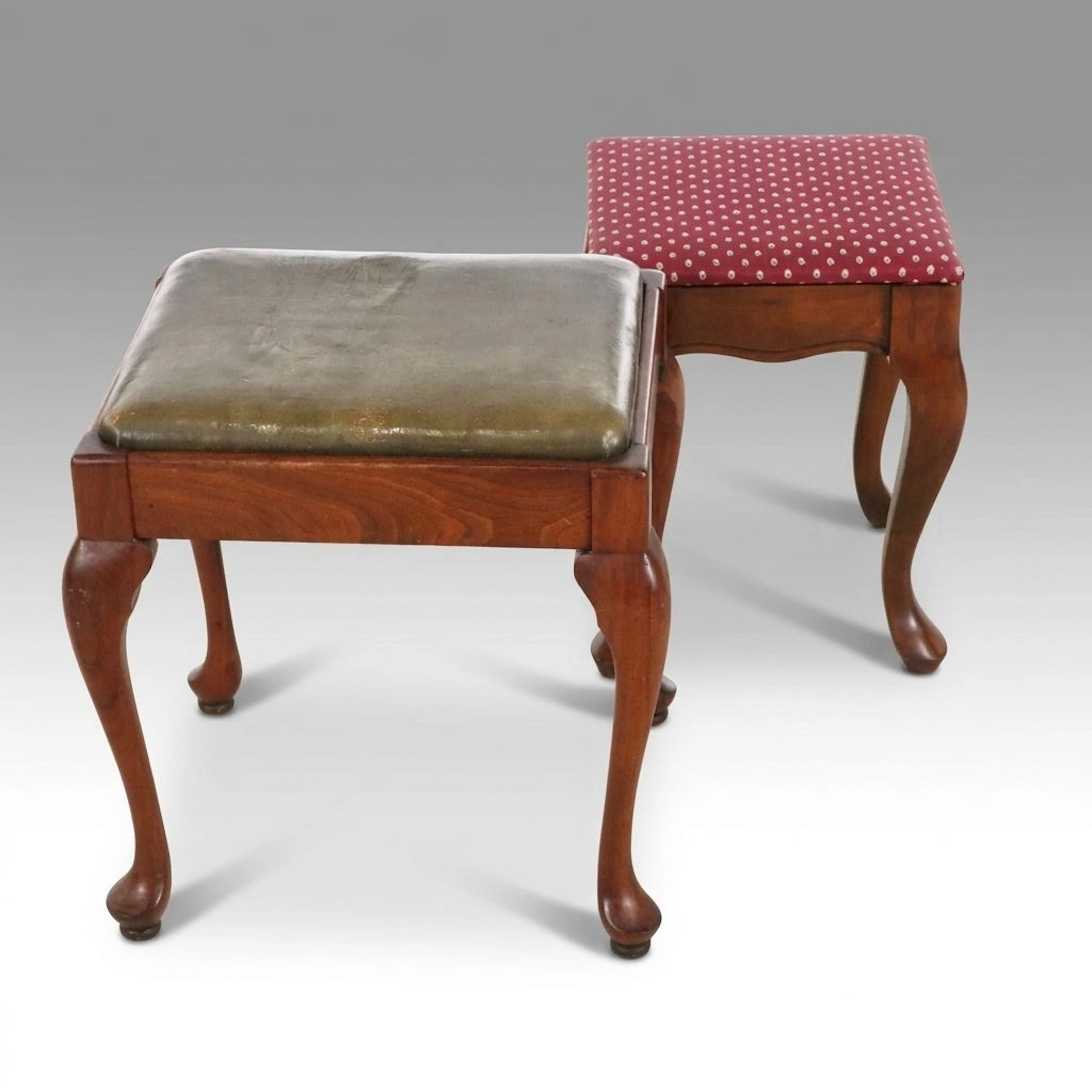 Pair of Queen Anne Style Stools, 20th Century