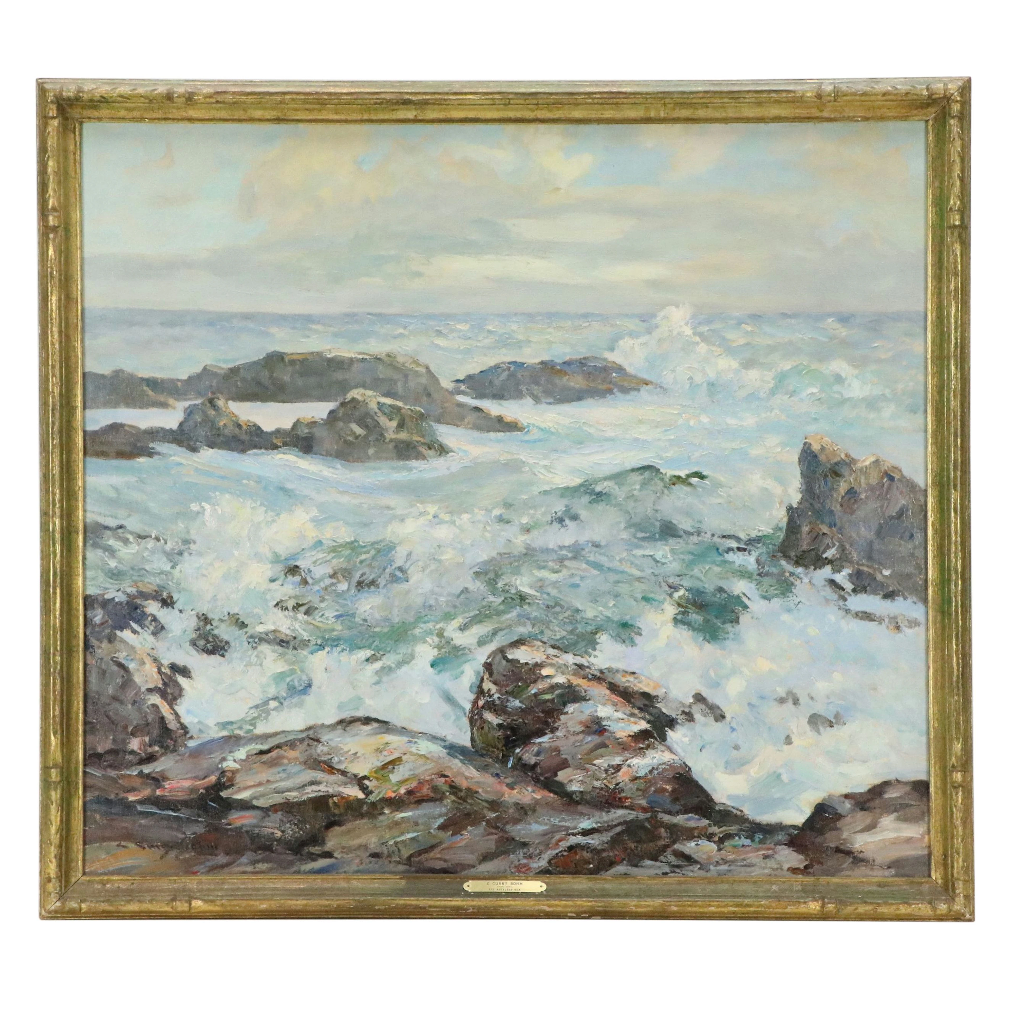 C. Curry Bohm Oil Painting "The Restless Sea," Mid-20th Century