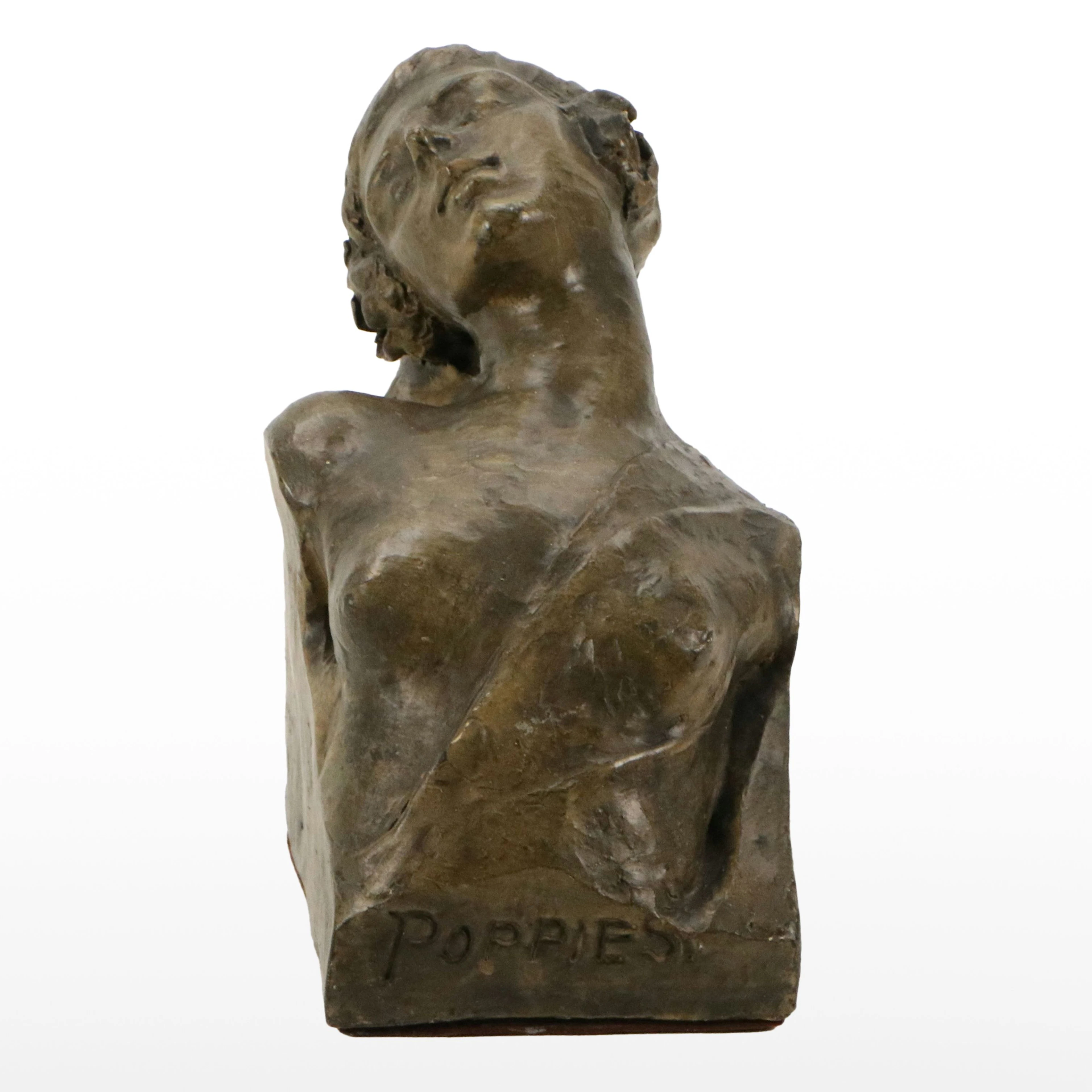 E. H. Ceramic Sculptural Bust "Poppies," Late 20th to 21st Century