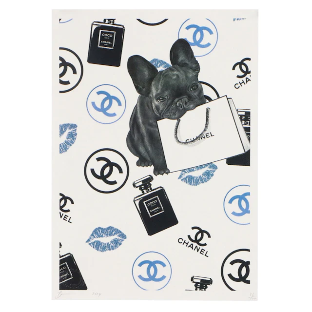 Death NYC Pop Art Digital Print of Frenchie with Chanel Logos, 2024