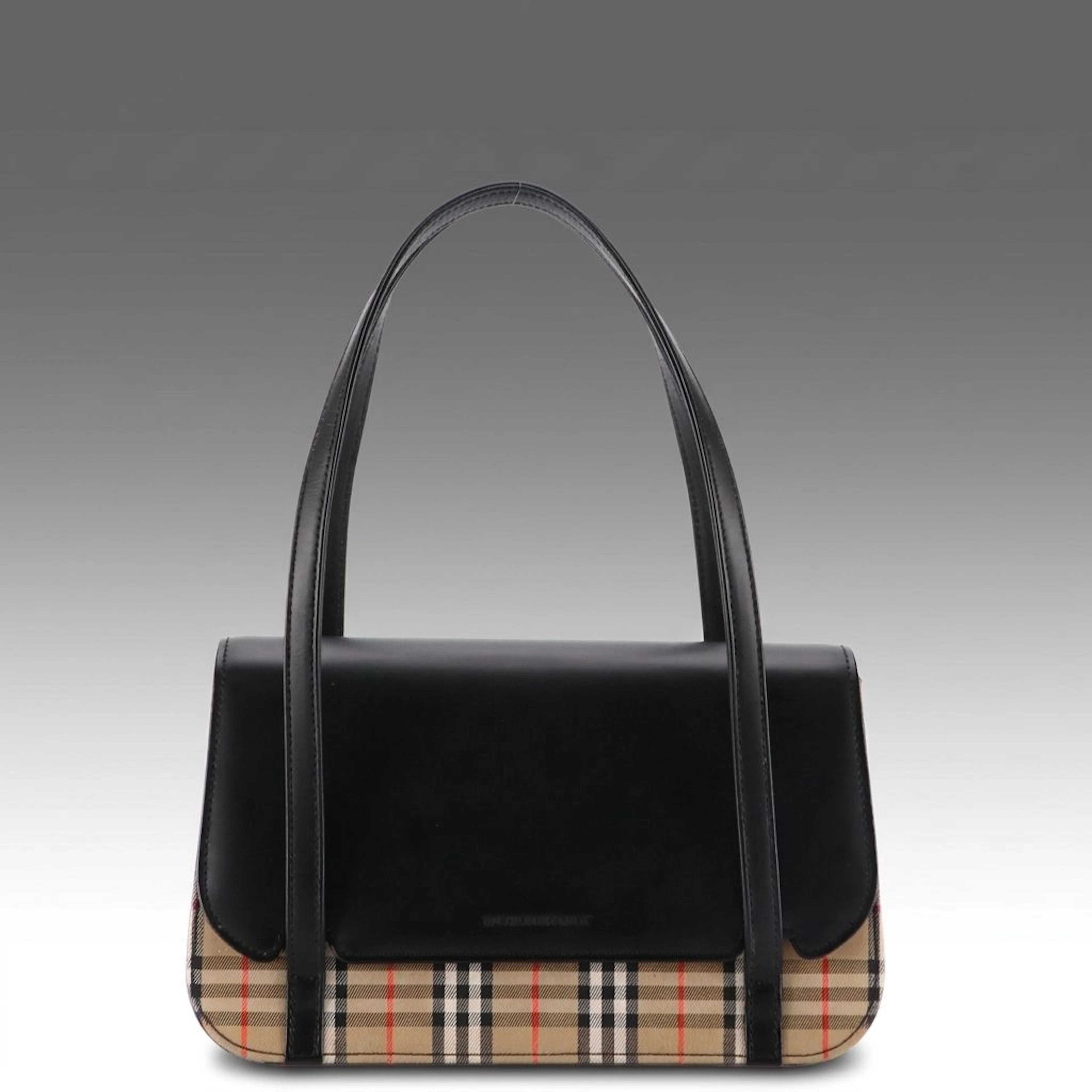 Burberry Flap Shoulder Bag in Haymarket Jacquard Canvas and Leather