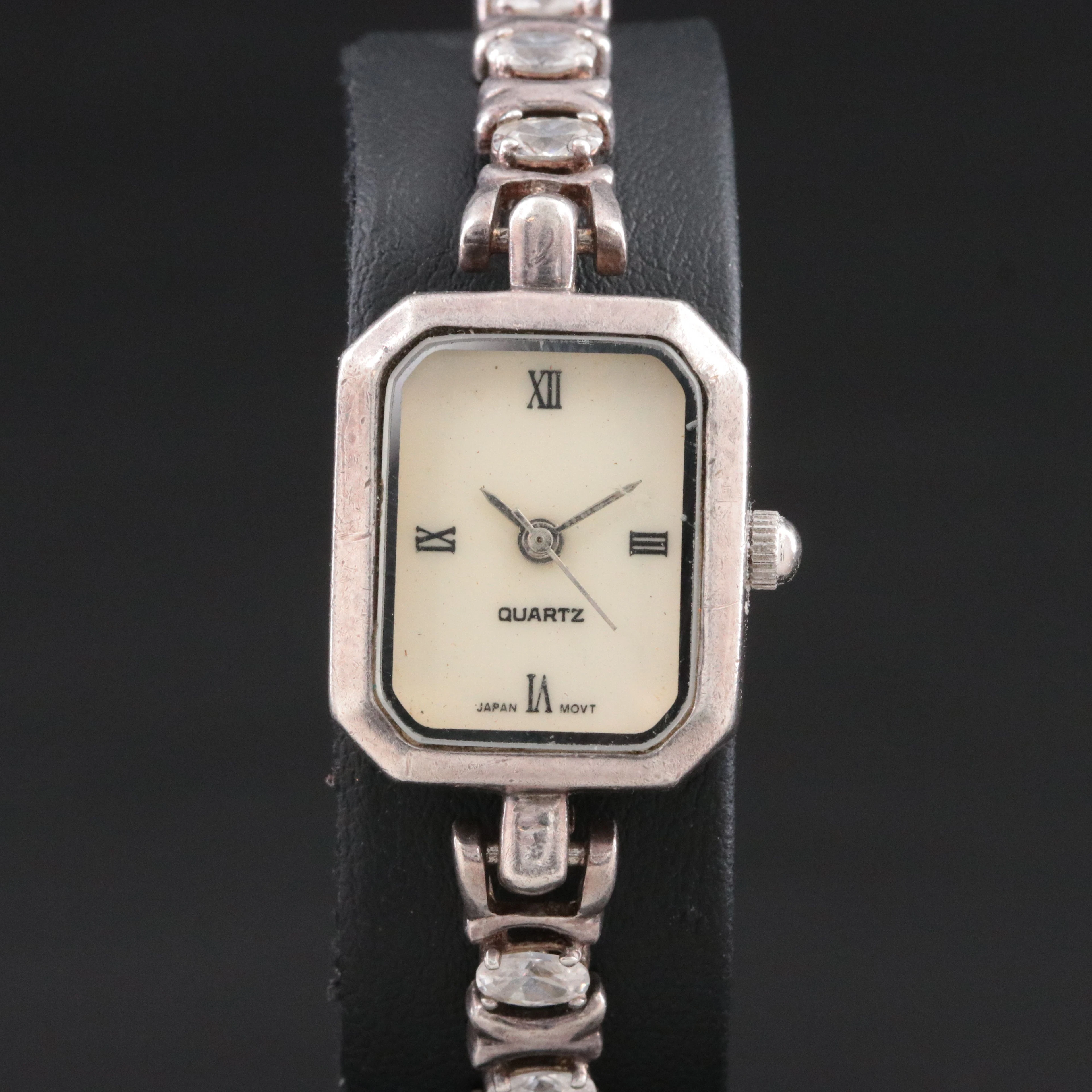 Sterling Silver Cubic Zirconia X and O Bracelet Quartz Watch