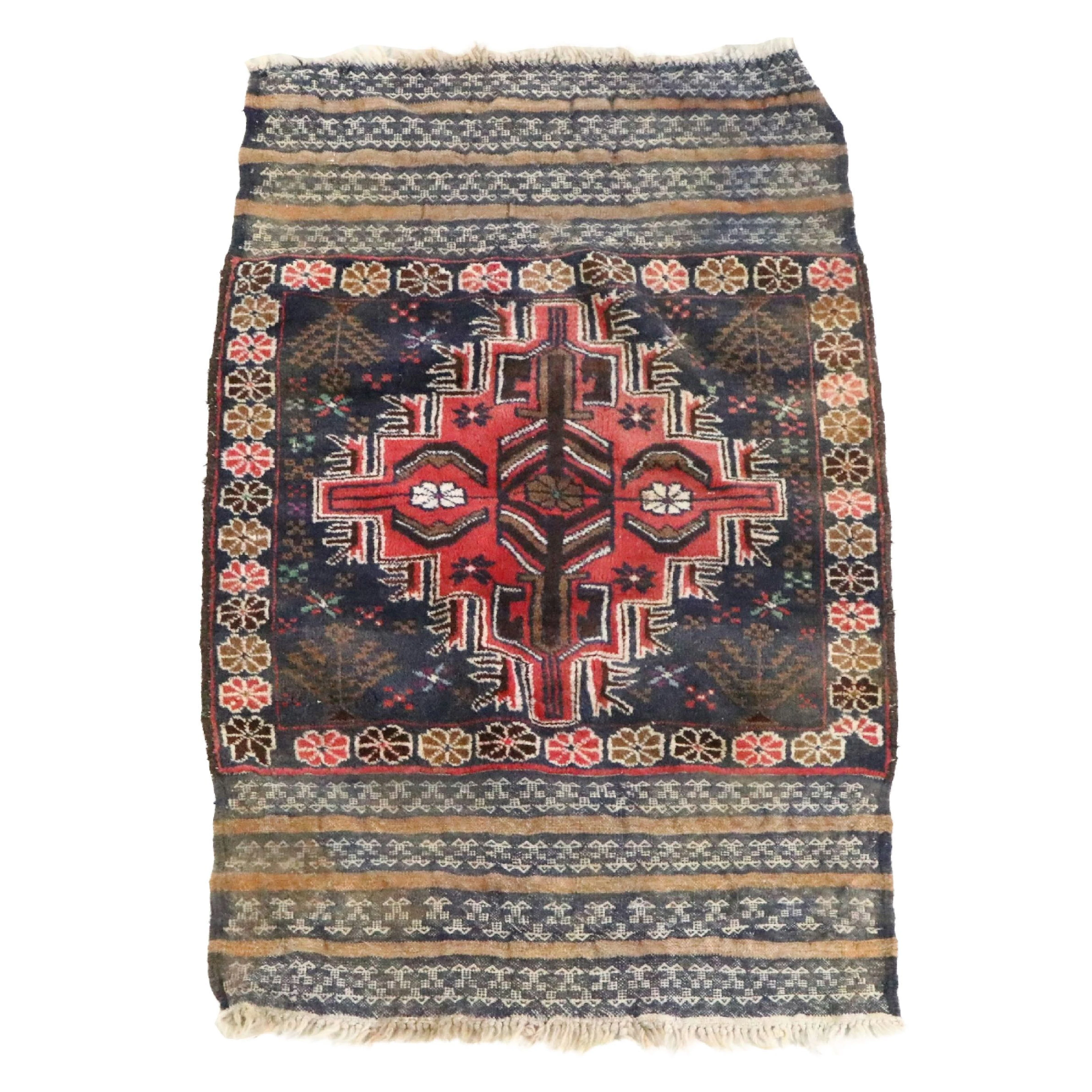 2'7 x 4'3 Handmade Afghan Baluch Accent Rug