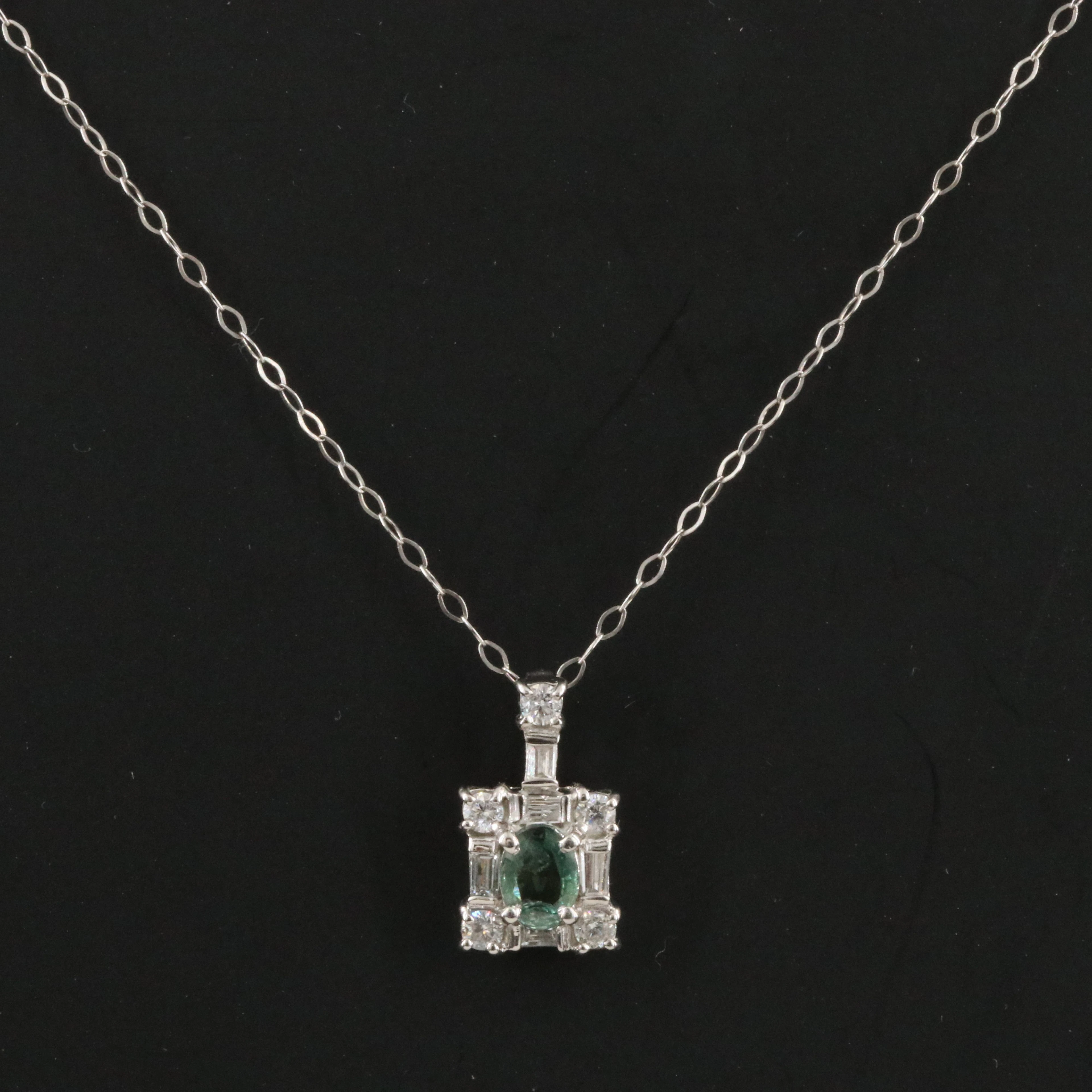 Platinum Alexandrite and Diamond Pendant Necklace