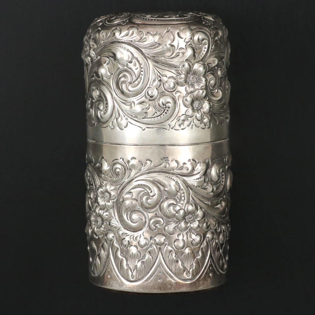 Wm. B. Durgin Co. Art Nouveau Scrolled Floral Repoussé Sterling Silver Box