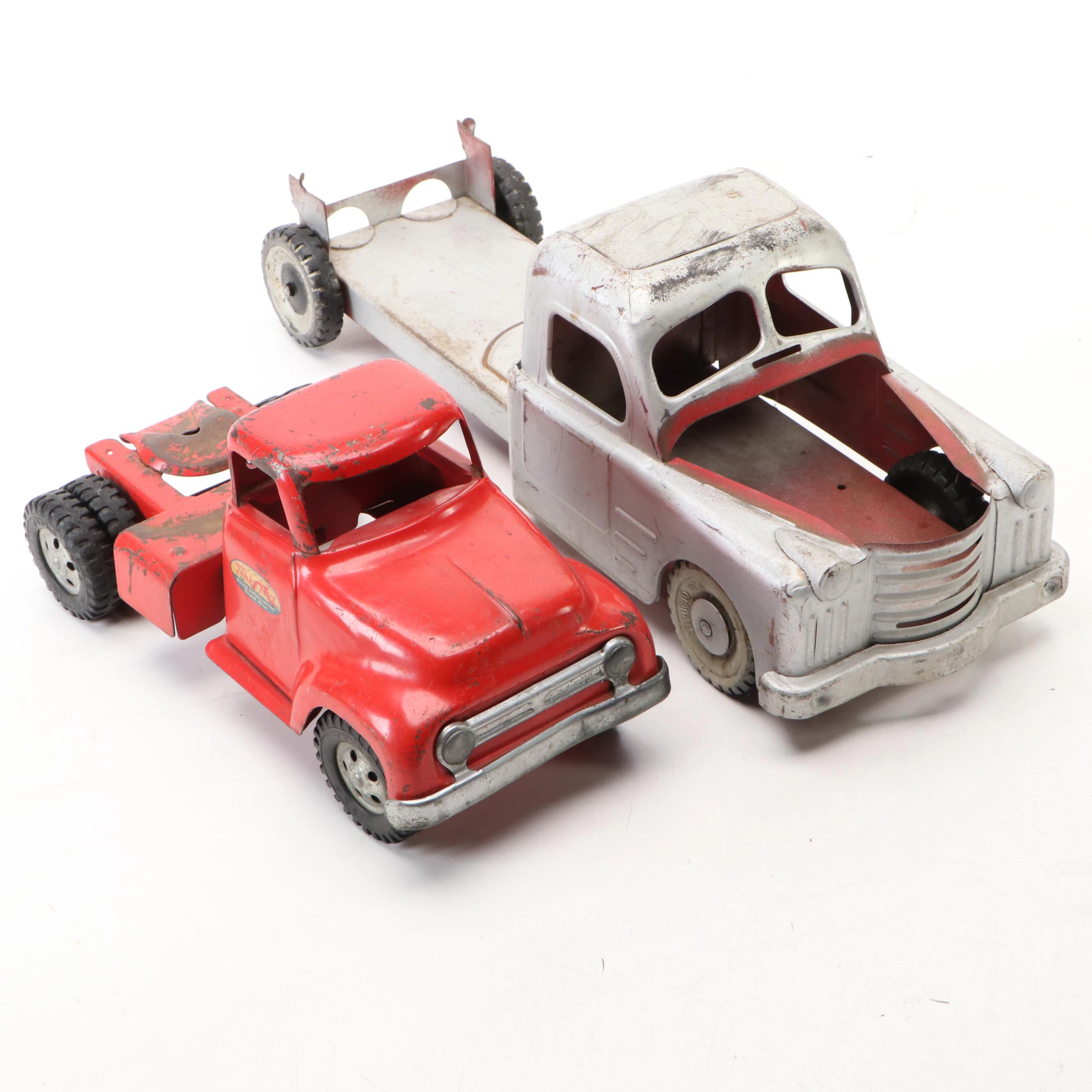 Structo and Tonka Diecast Metal Truck Toys, Mid-20th Century