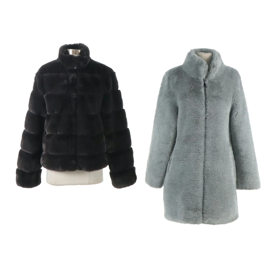 Calvin Klein Faux Fur Zipper-Front Jacket and Coat