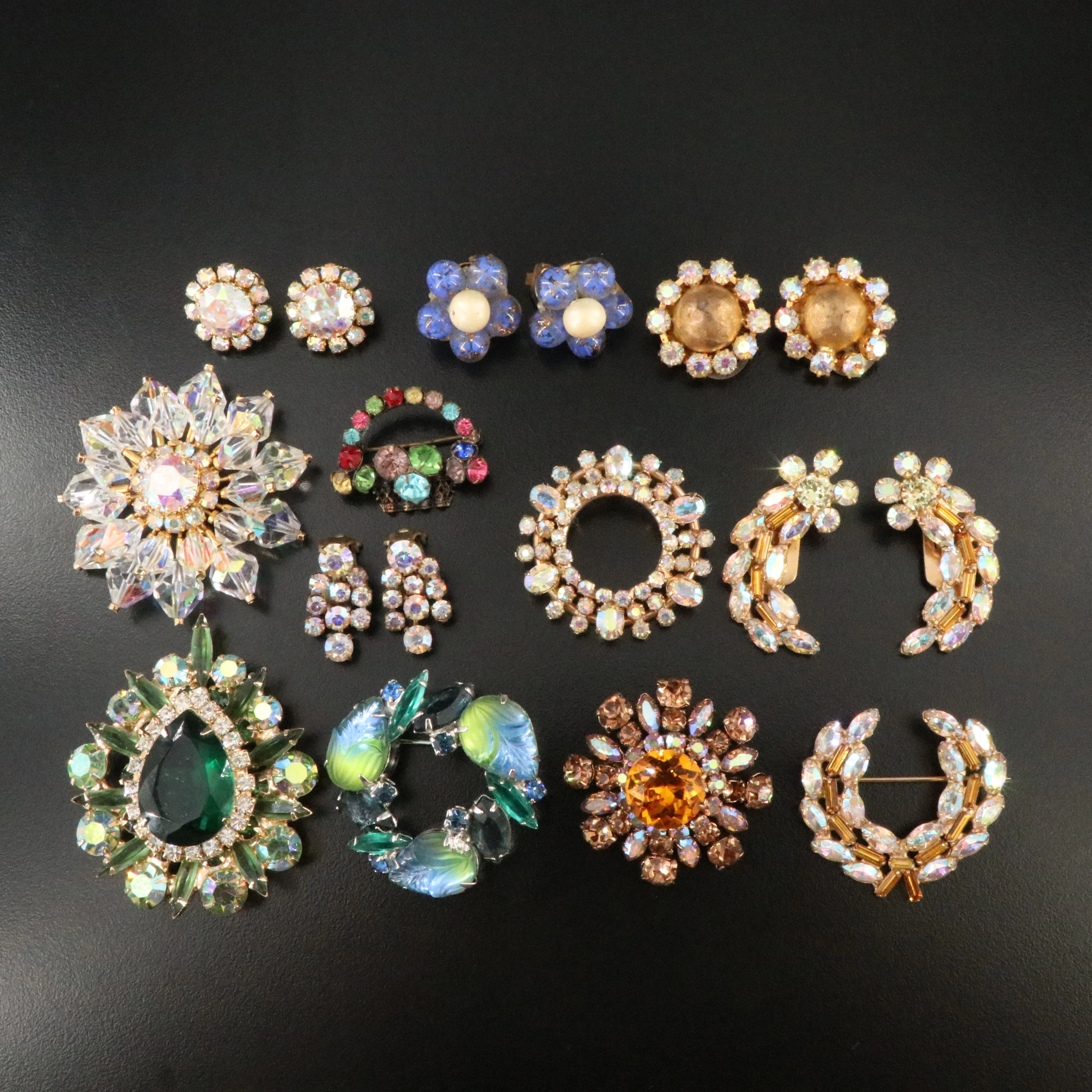 Vintage Rhinestone and Art Glass Jewelry Collection