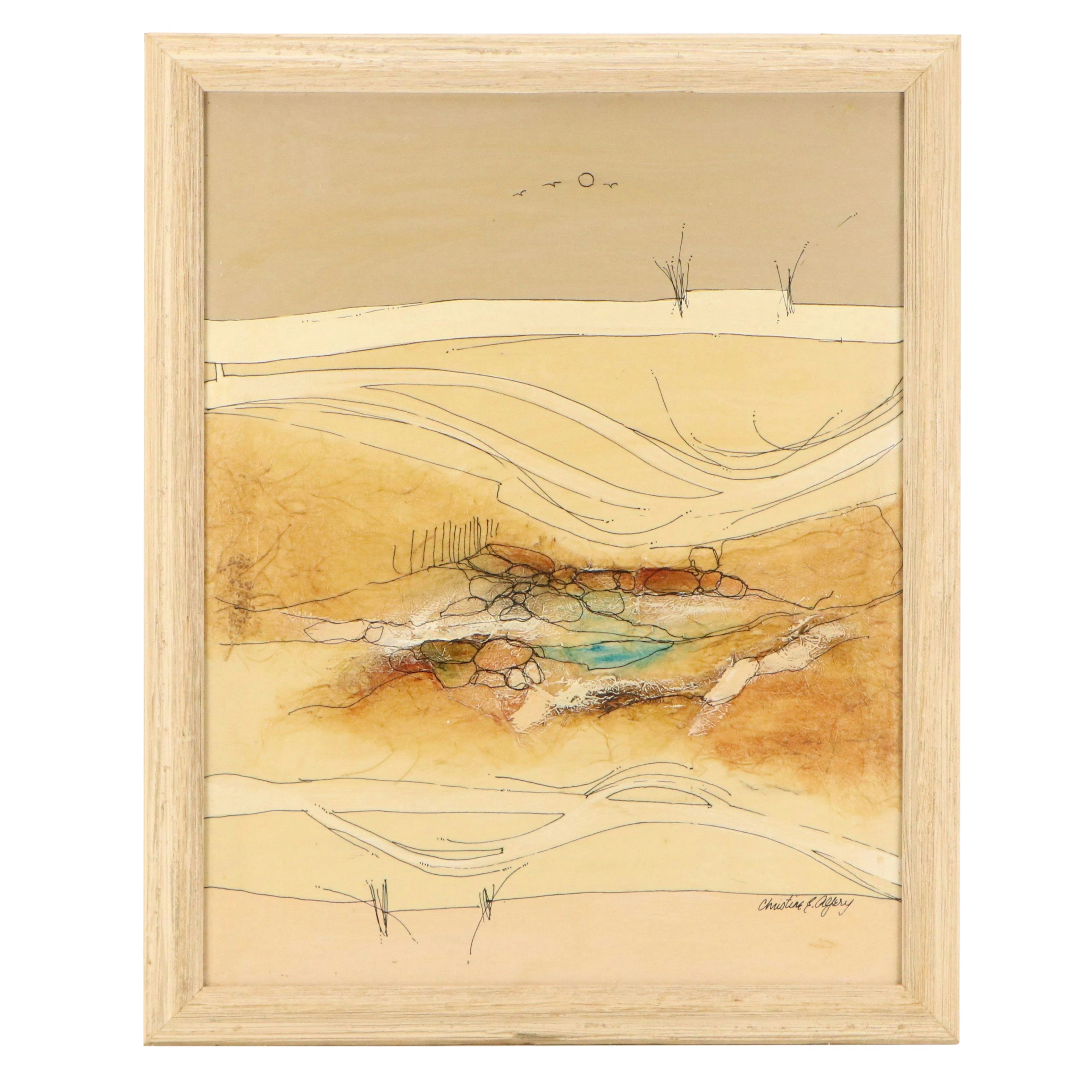 Christine E. Alfery Minimalist Landscape Mixed Media Painting