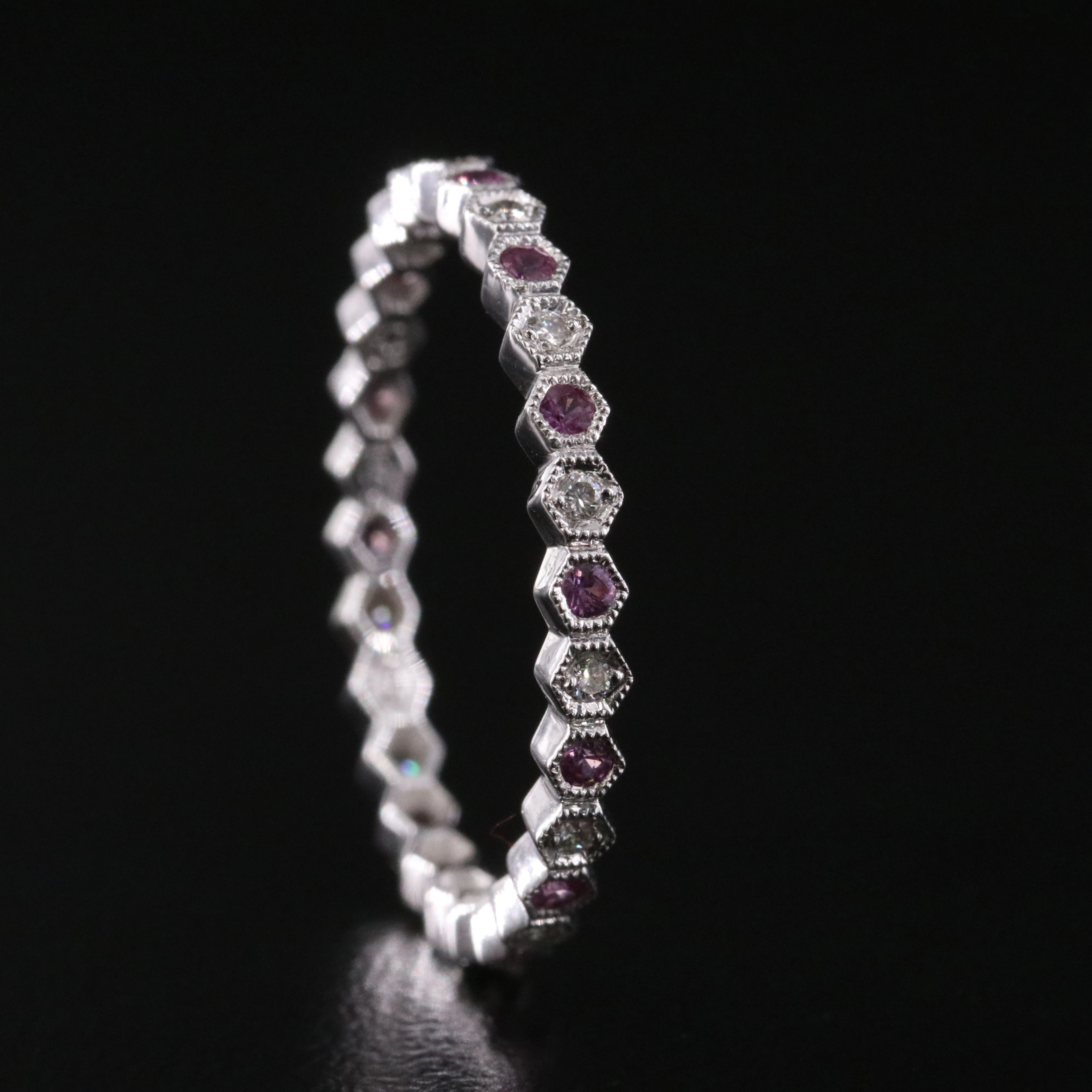 Carl Blackburn 18K Pink Sapphire and Diamond Eternity Band