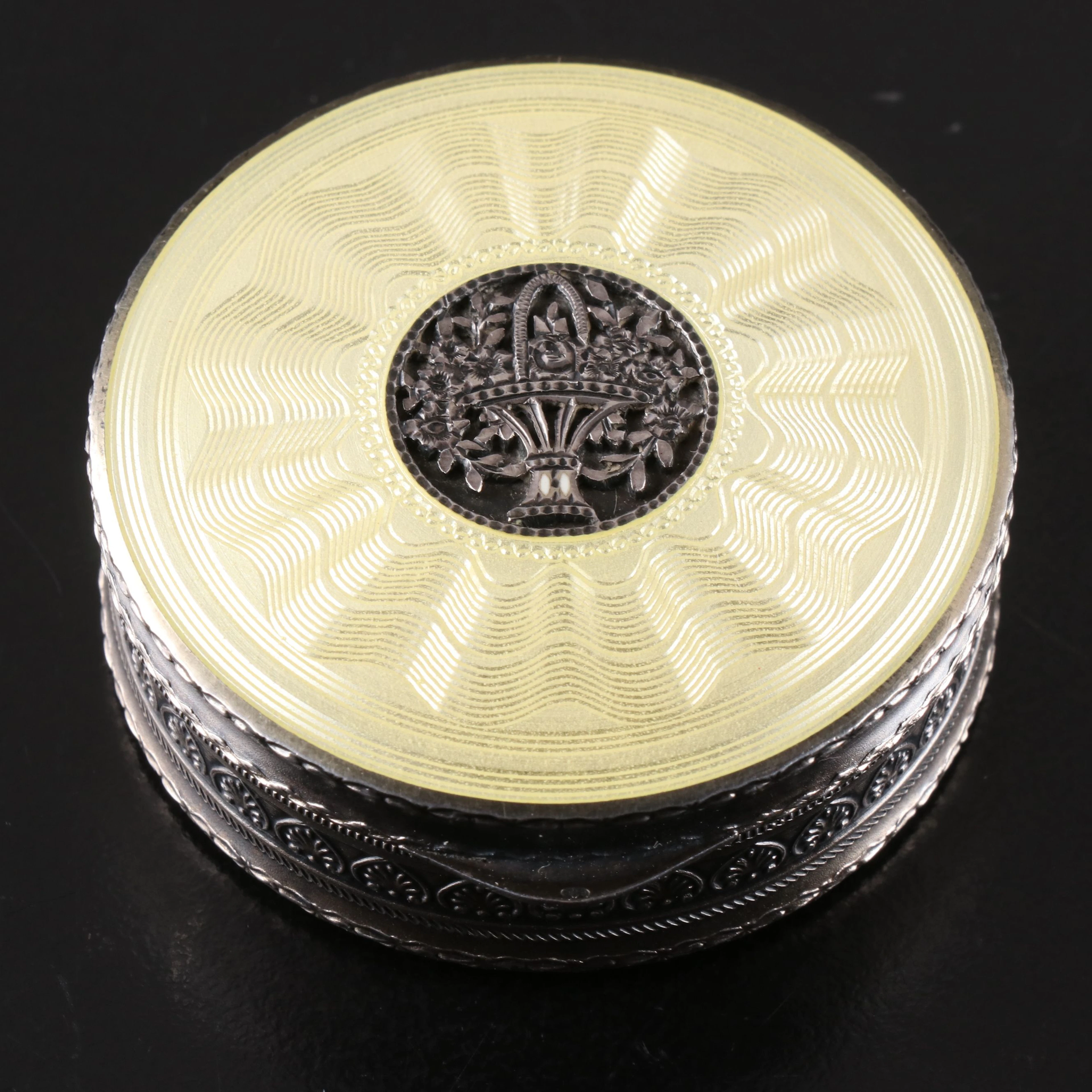 Austrian Art Deco Style Enameled Sterling Silver Compact, Vintage