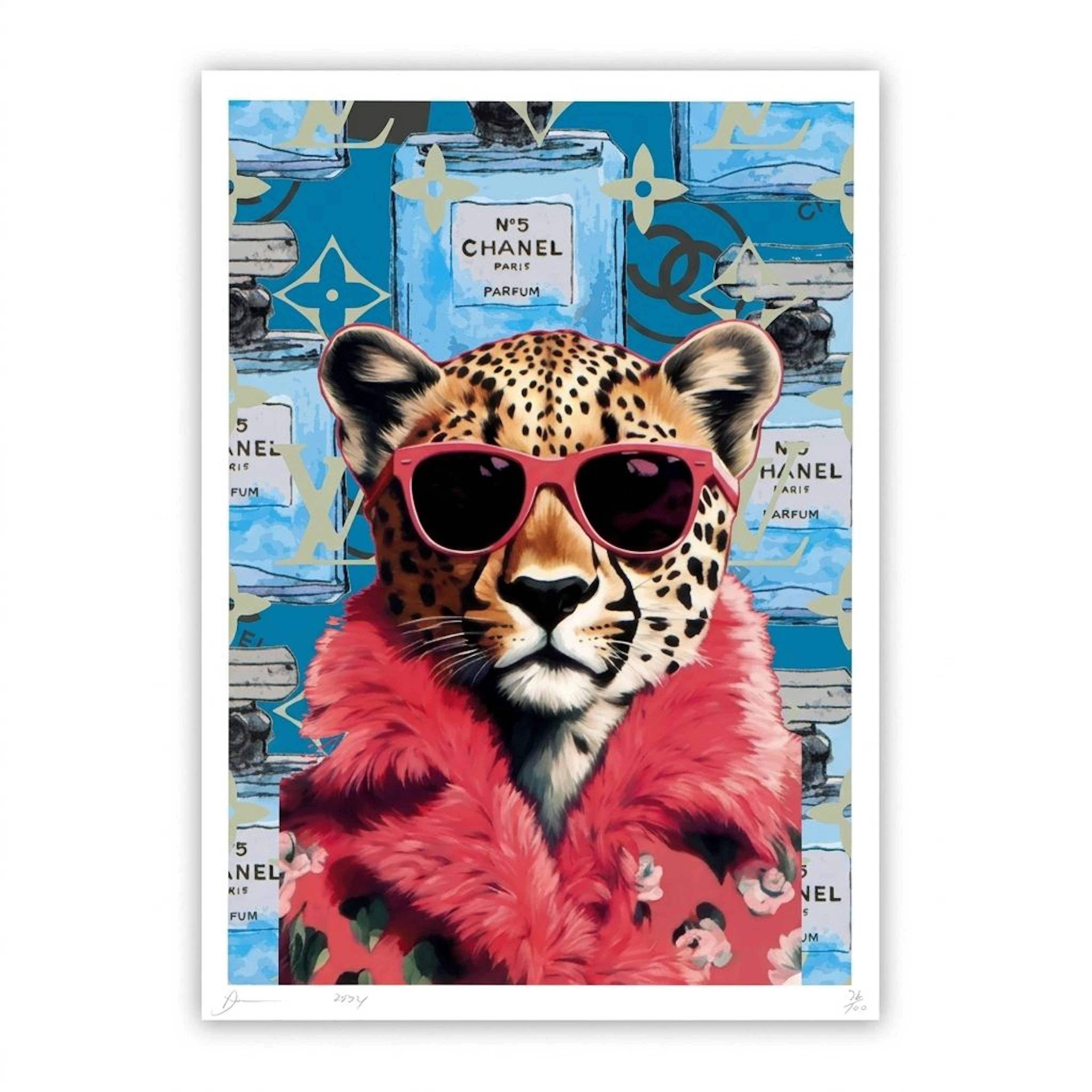 Death NYC Pop Art Graphic Print Homage to Chanel x Cheetah, 2024