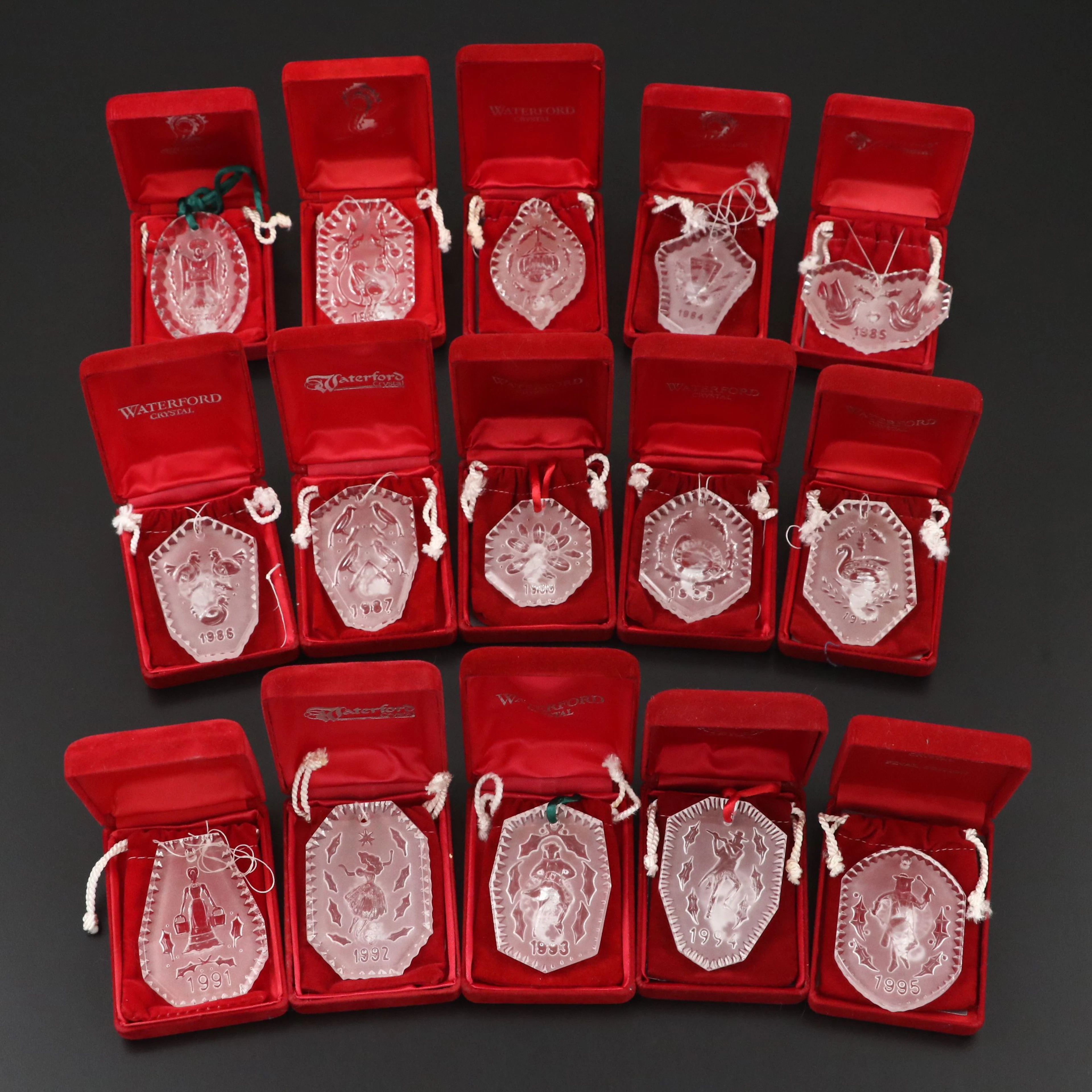Waterford Crystal Annual Ornaments Including "5 Golden Rings" and More