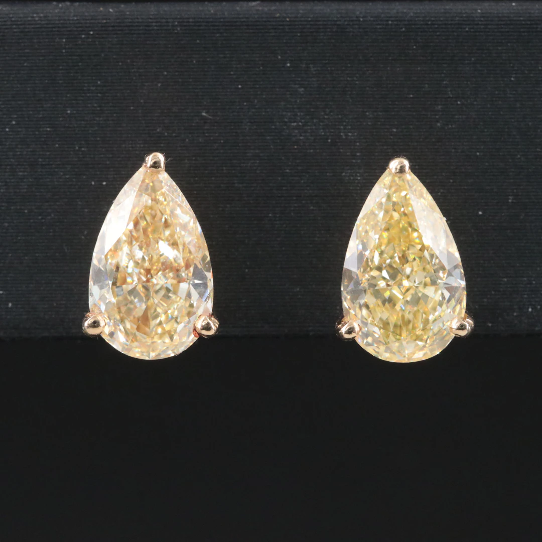14K 3.17 CTW Vivid/Intense Fancy Yellow Lab Grown Diamond Earrings