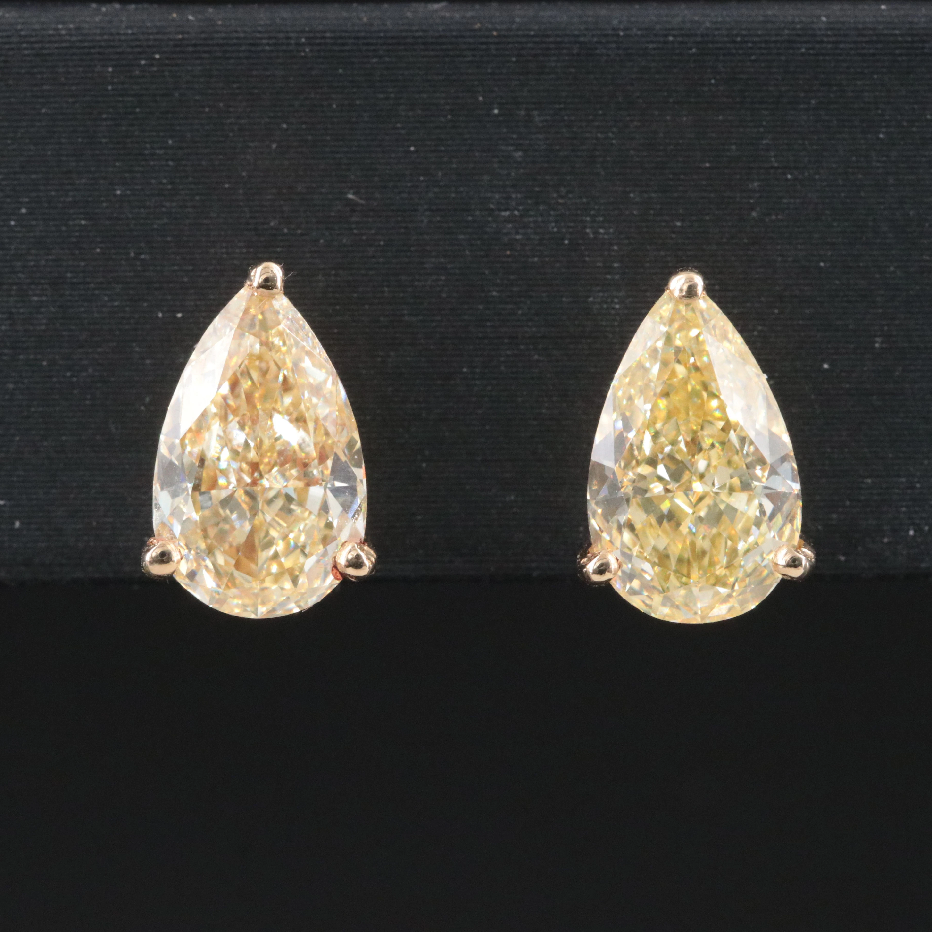 14K 3.17 CTW Vivid/Intense Fancy Yellow Lab Grown Diamond Earrings