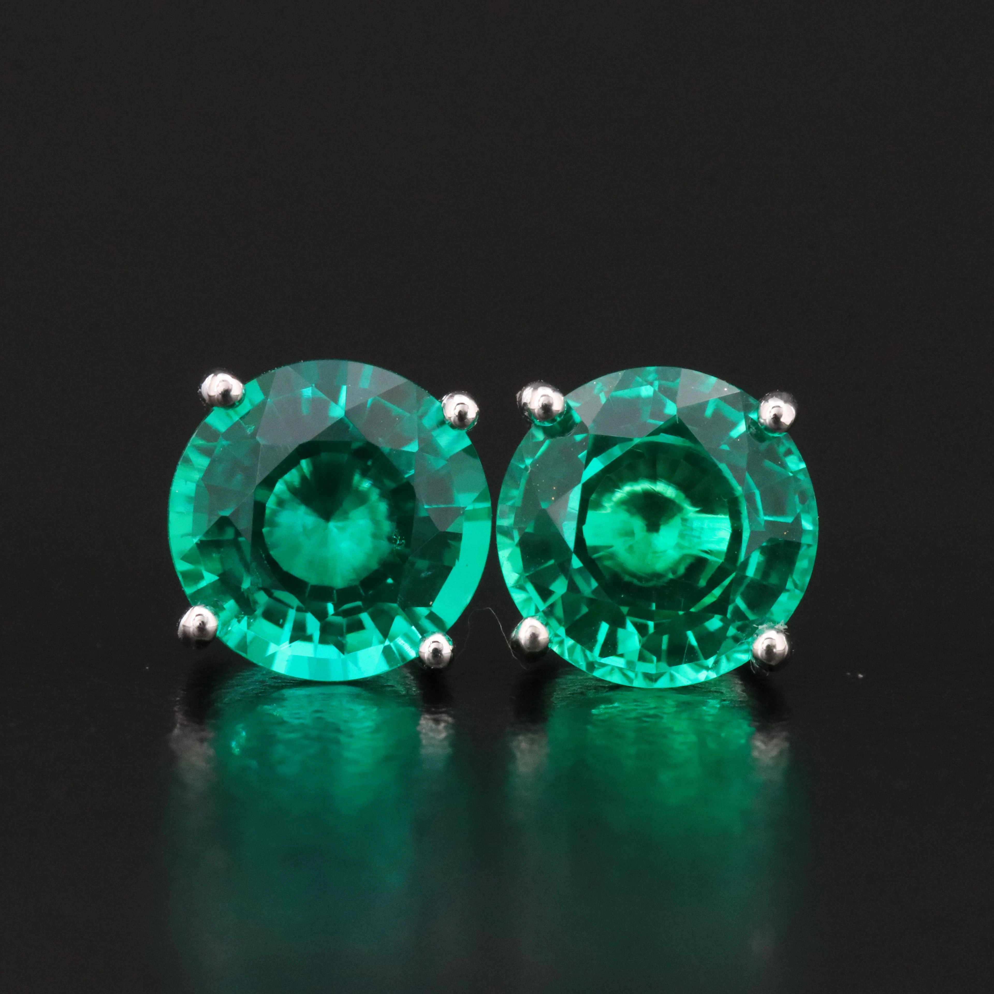 14K 4.45 CTW Emerald Solitaire Earrings