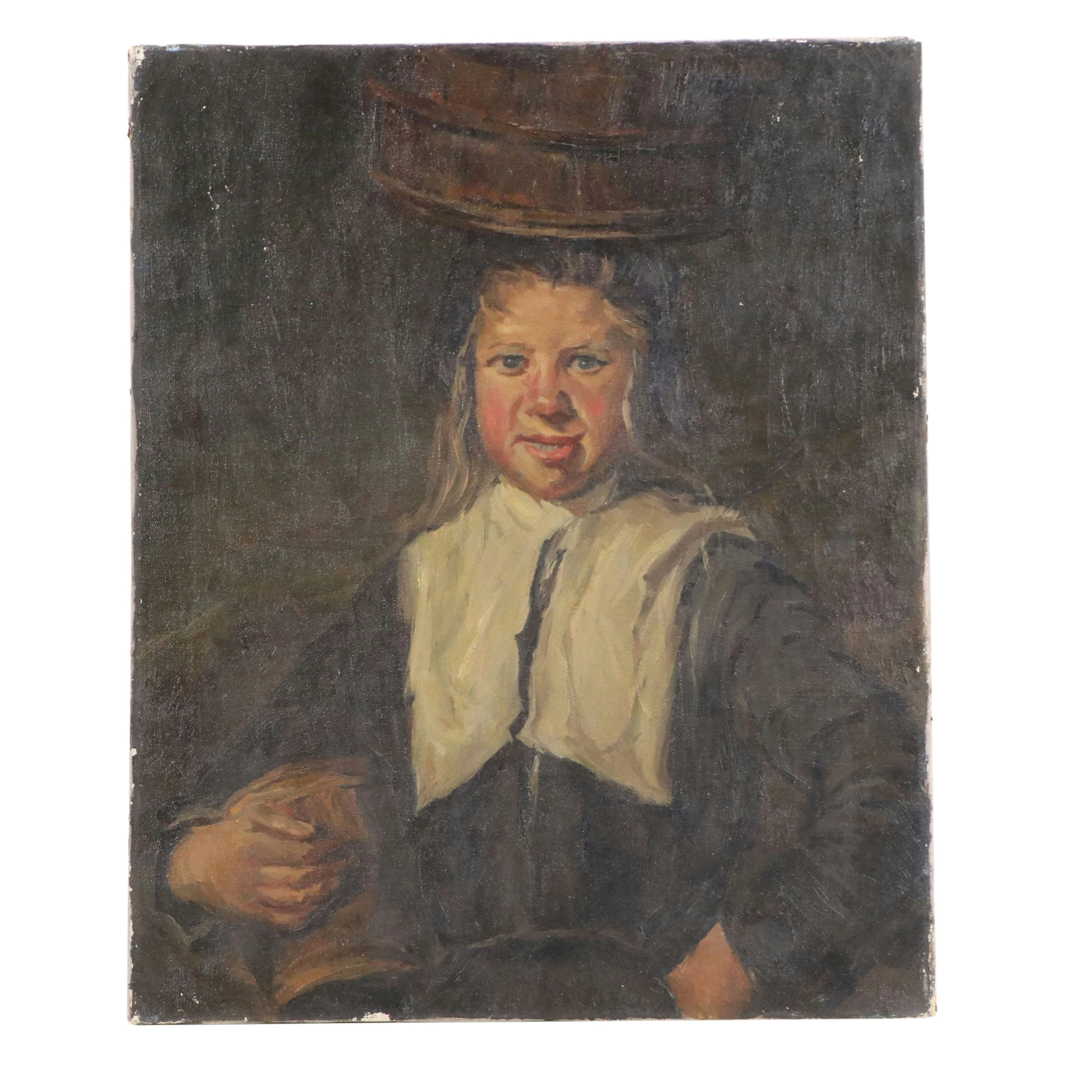 Oil Portrait Painting After Frans Hals "Fisher Girl"