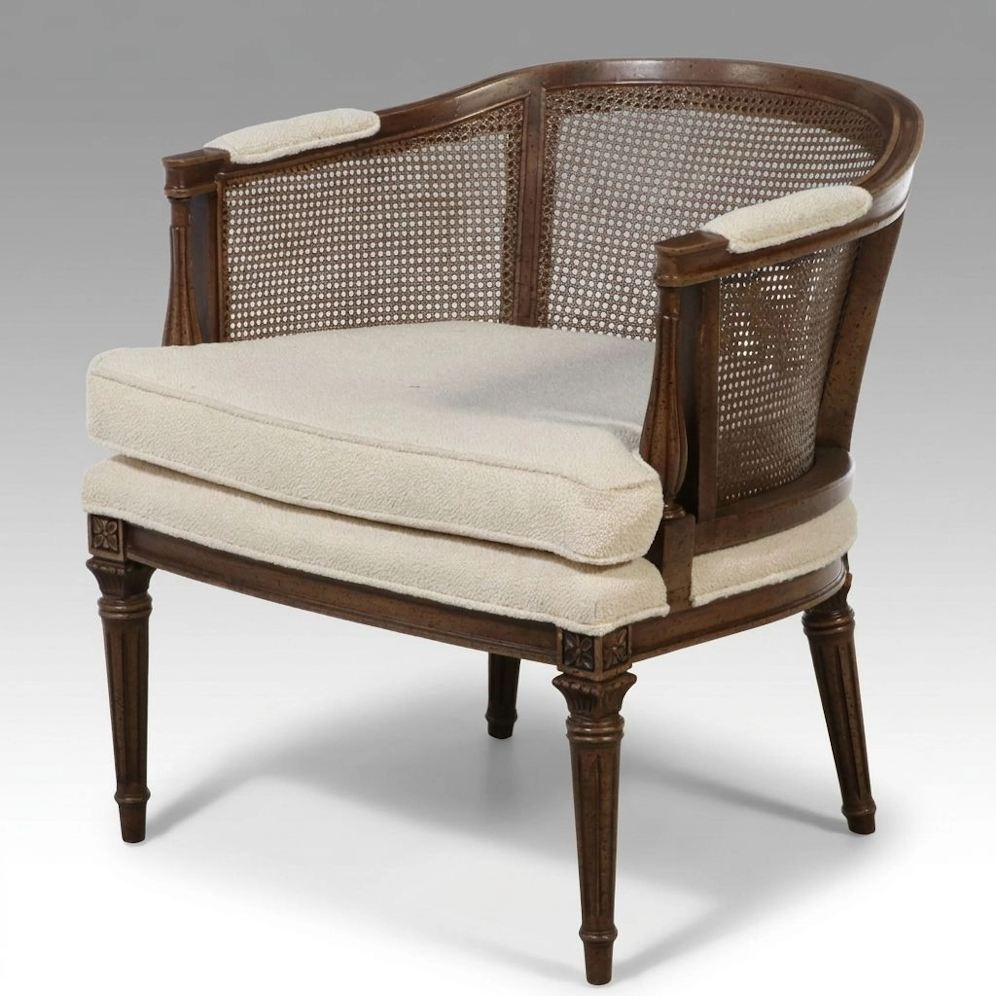 Louis XVI Style Caned Bergère Armchair, Late 20th Century
