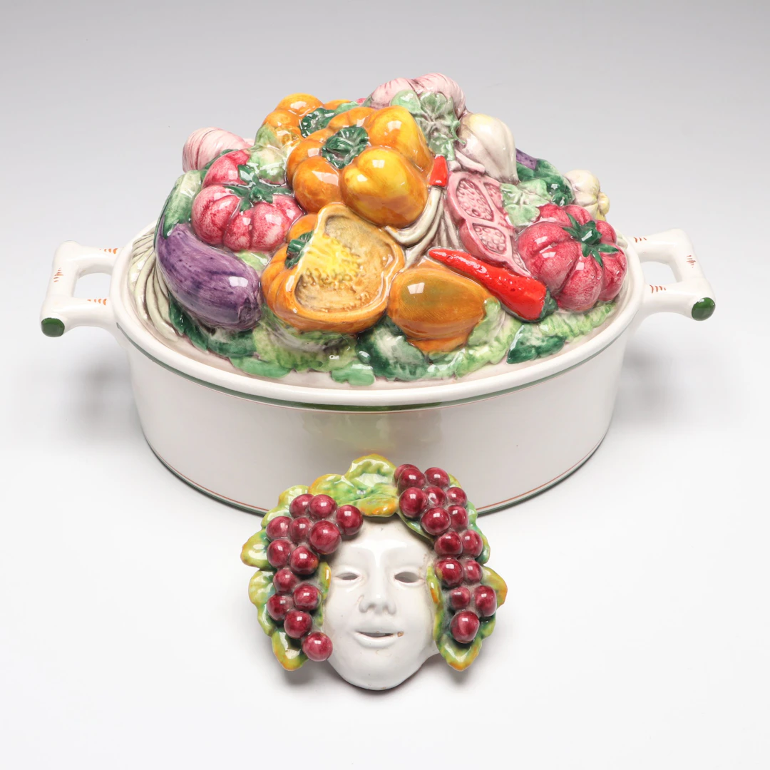 Italian Gastronomic Dutch Oven with Bacchus Wall Mask