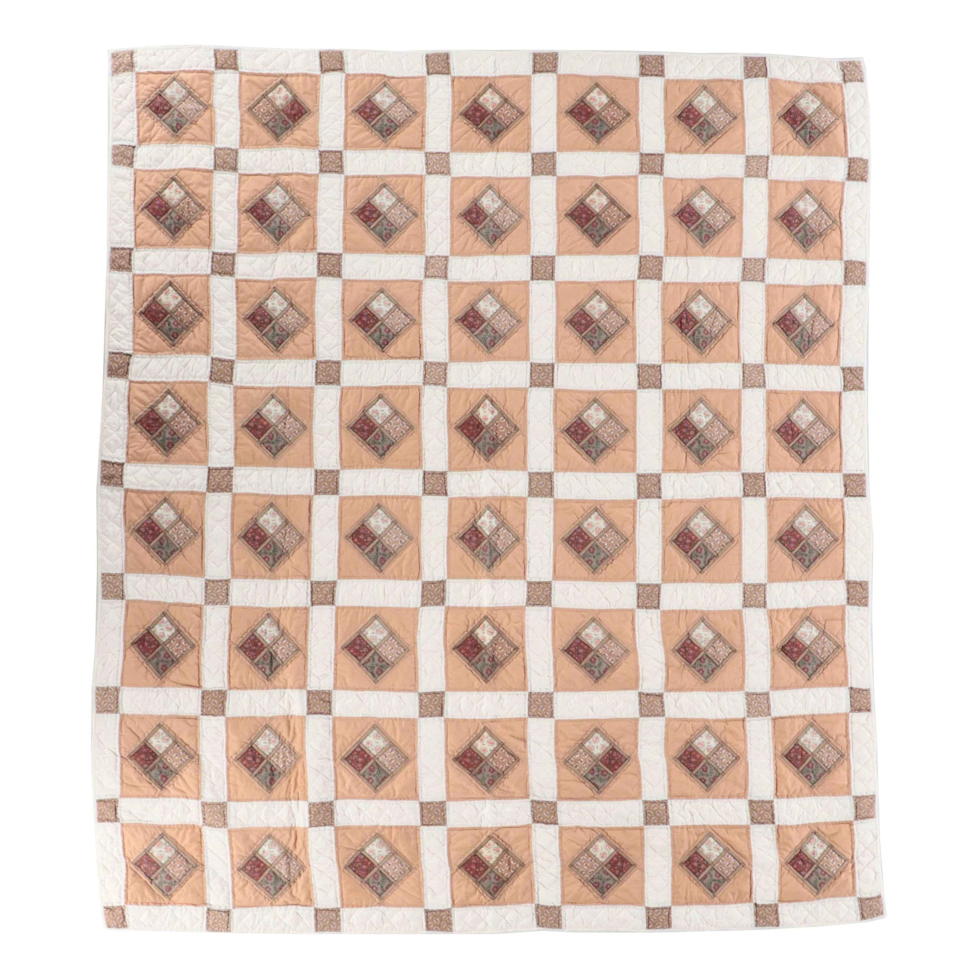 Vintage Handcrafted Floral Quilt
