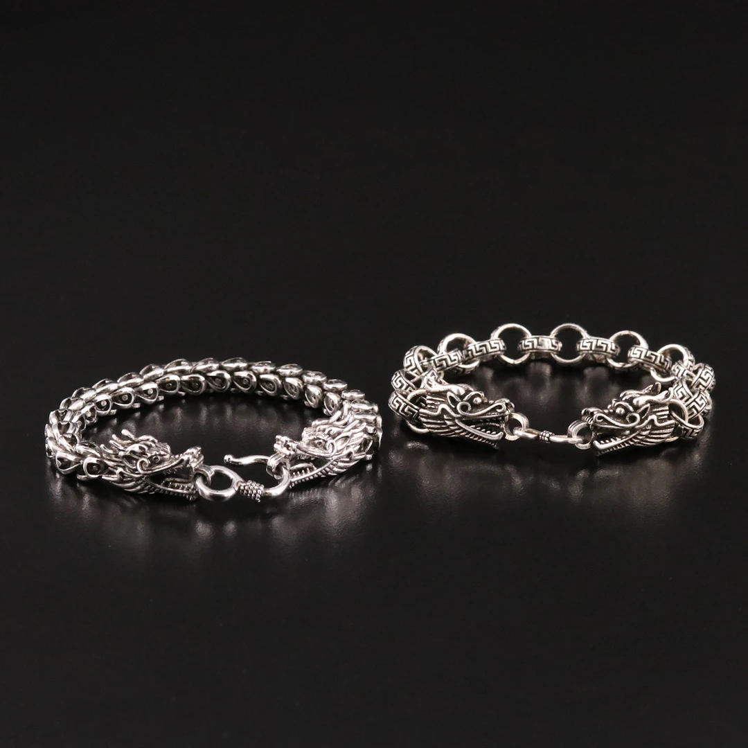 Dragon Bracelets Including Sterling and Meander Motif