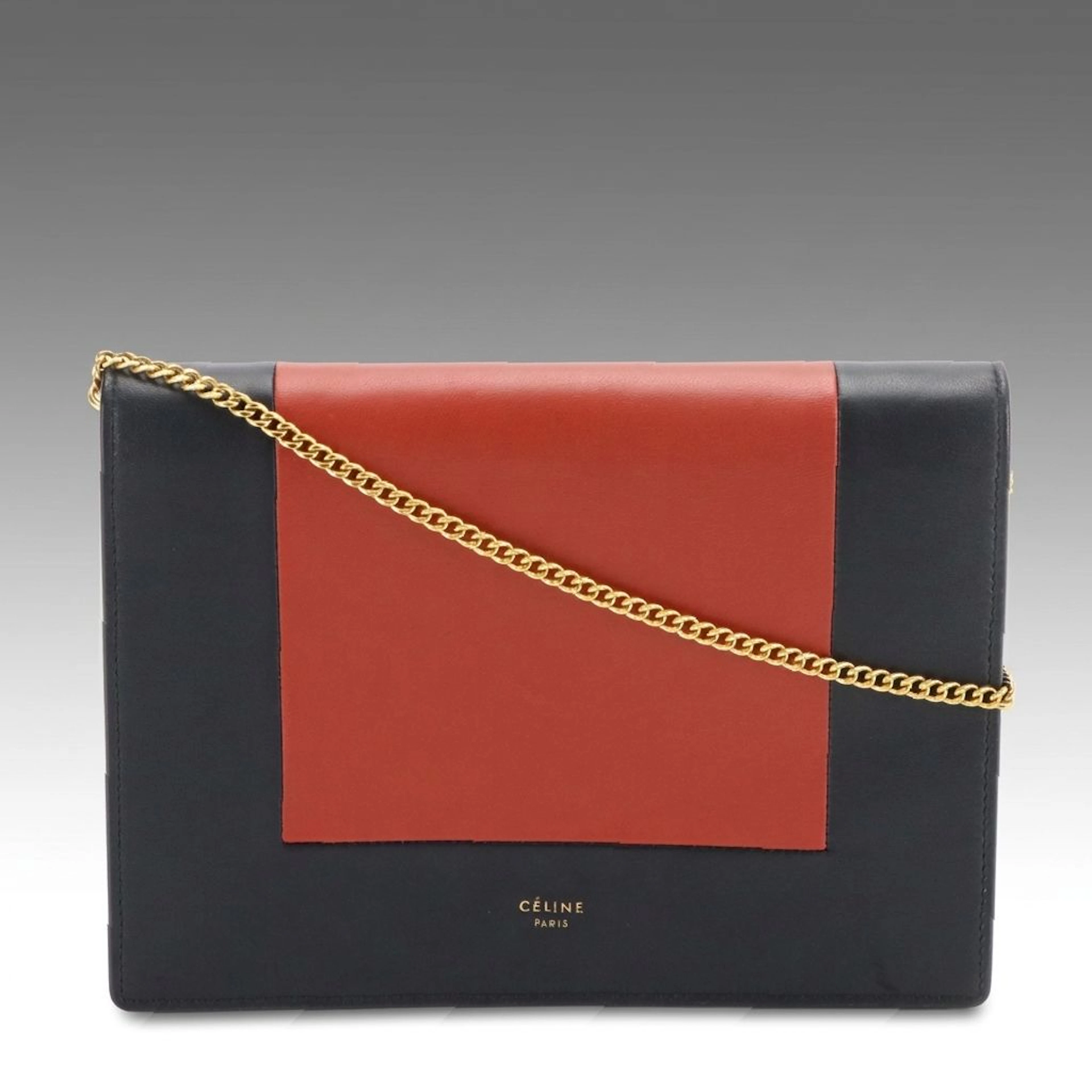 Céline Wallet on Chain Frame Flap Bag in Bicolor Calfskin Leather