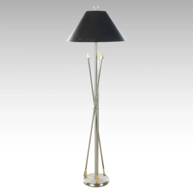Maison Jansen Style Brass and Steel Floor Lamp, Vintage