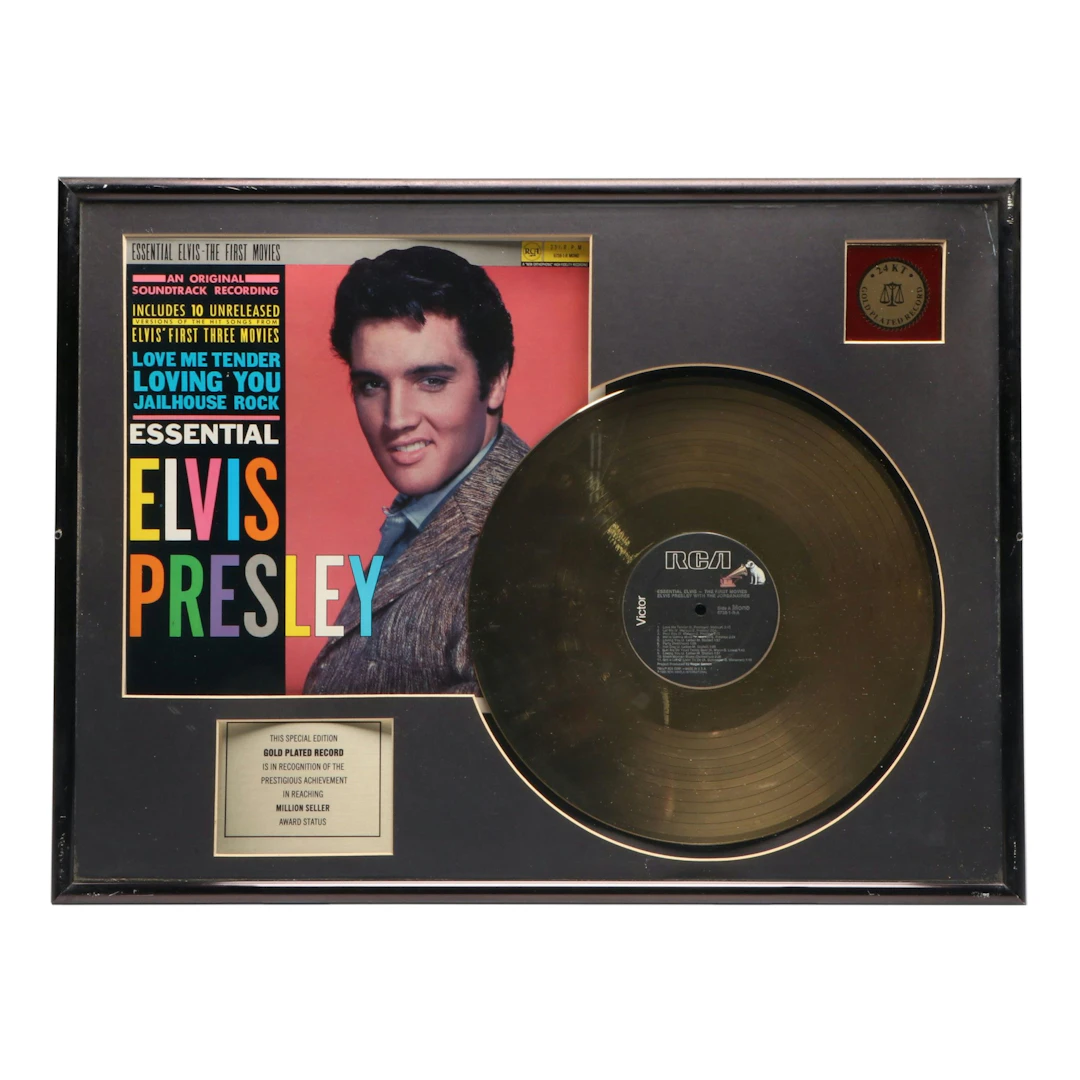 Elvis Presley "Essential Elvis" Commemorative Gold Tone LP Framed Vinyl Record