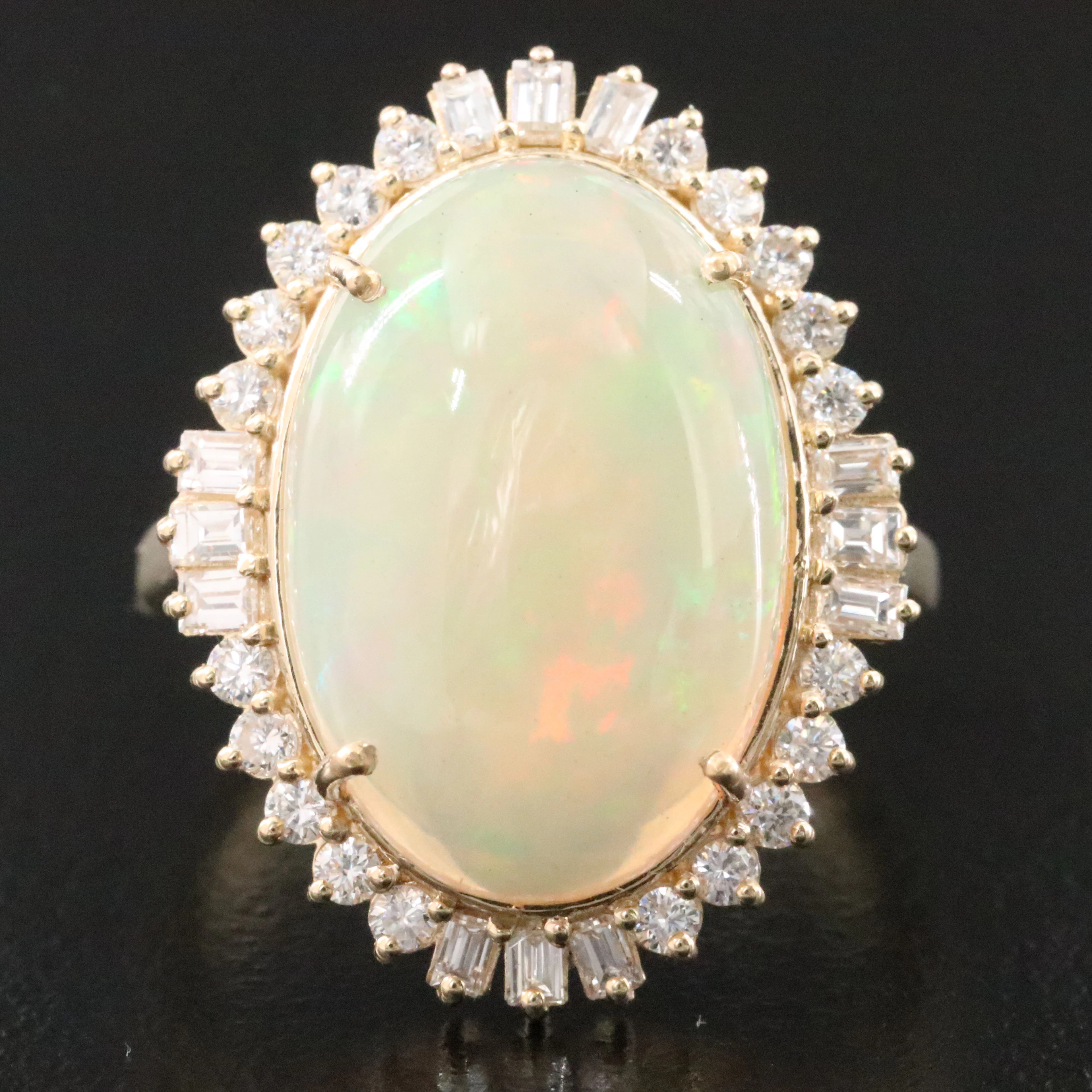 14K 5.23 CT Opal and Diamond Ring
