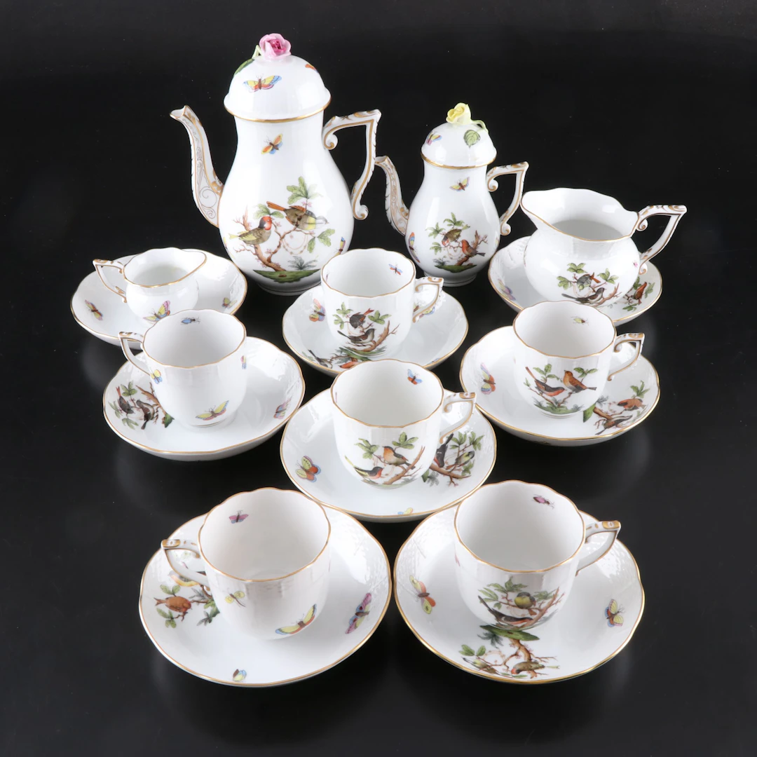 Herend "Rothschild Bird" Porcelain Coffee Service