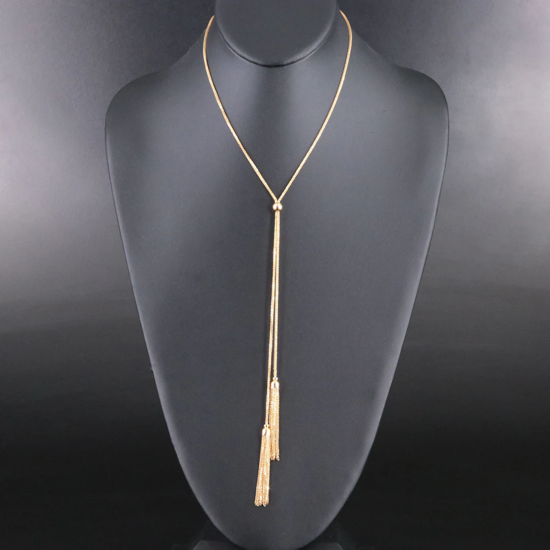 14K Curb Chain Sautoir Necklace