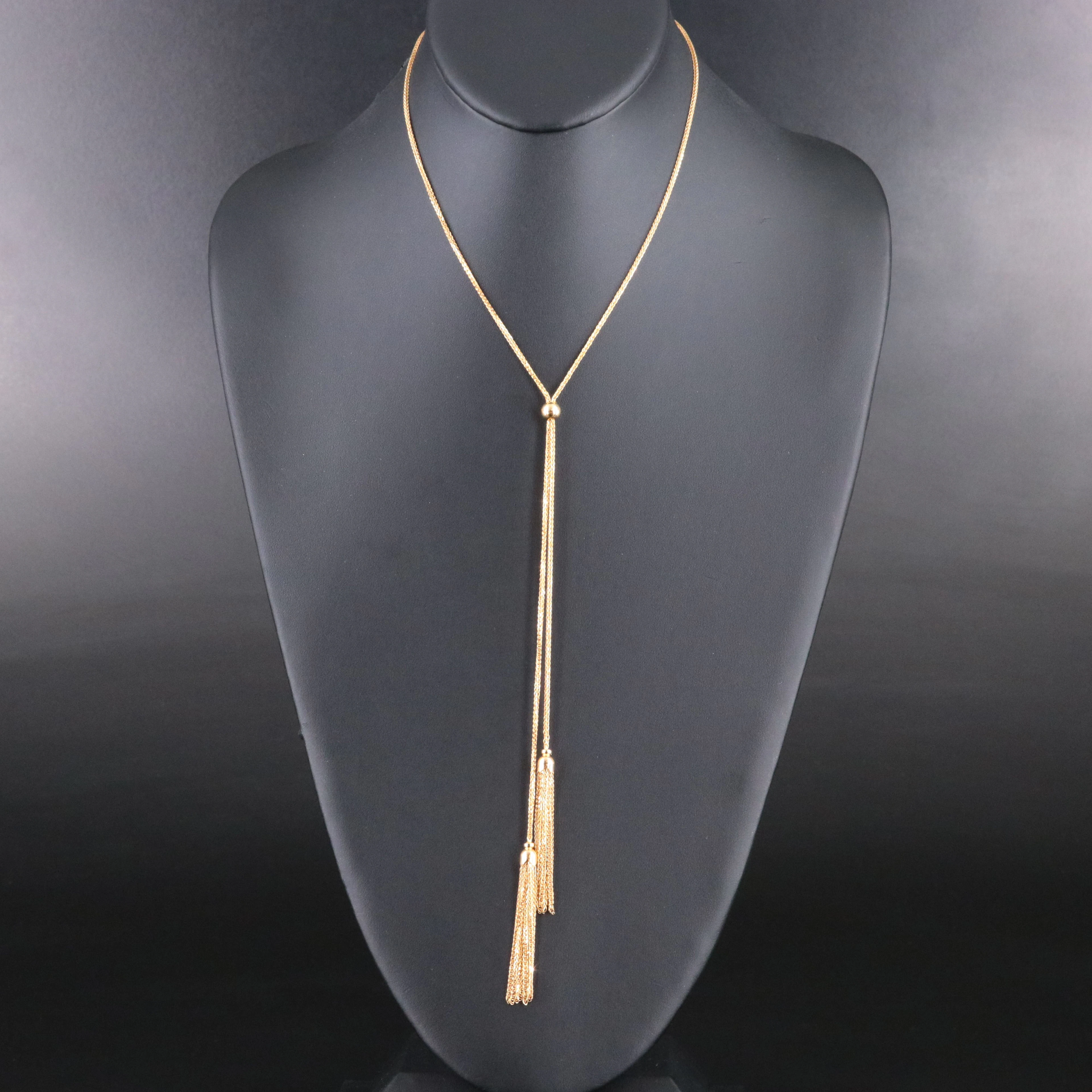 14K Curb Chain Sautoir Necklace