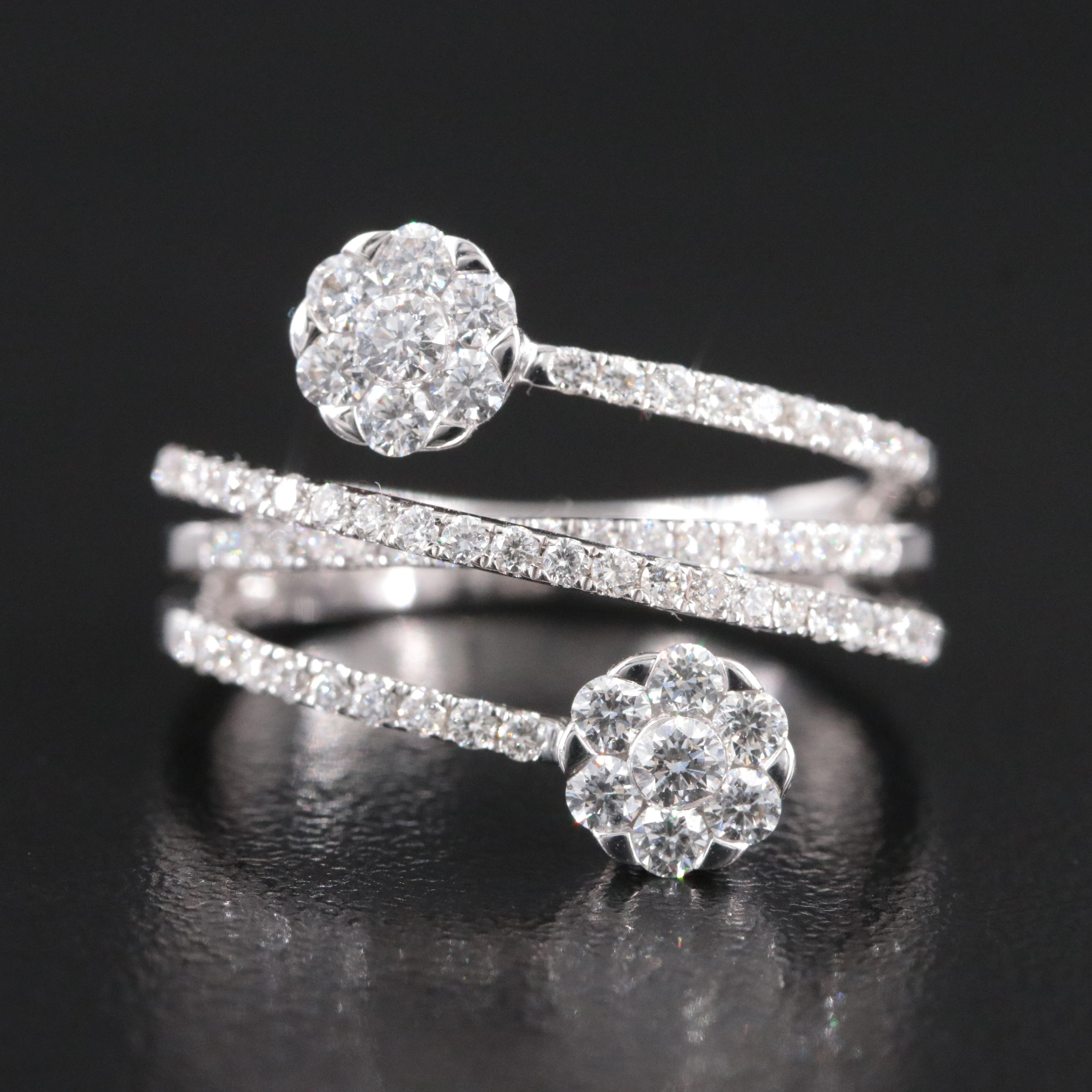 14K 0.96 CTW Diamond Crossover Wrap Style Ring